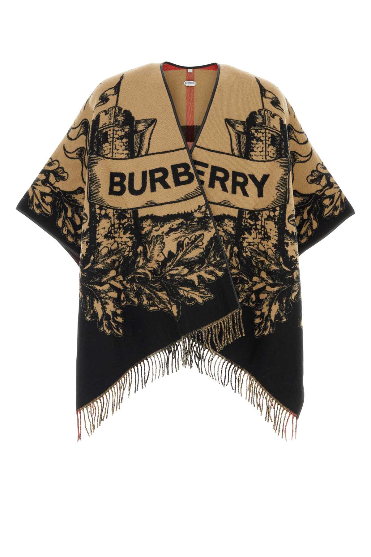 Burberry Embroidered Wool Reversible Cape In Multi