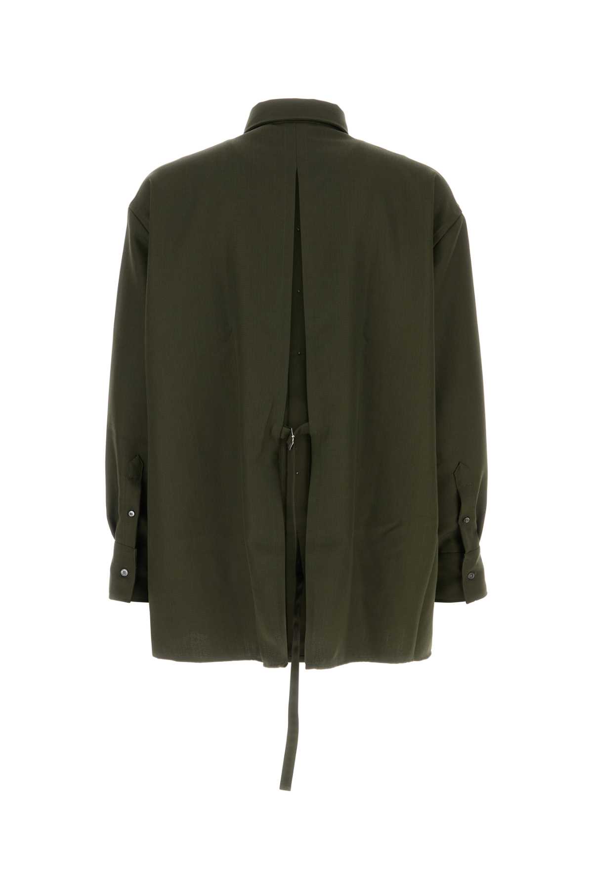 Ami Alexandre Mattiussi Ami Men Olive Green Wool Oversize Shirt In Loden
