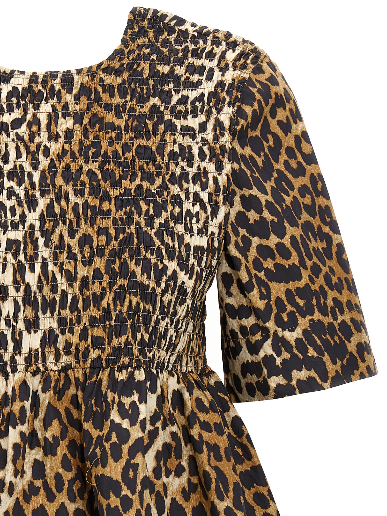 Shop Ganni Leopard Blouse In Multicolor