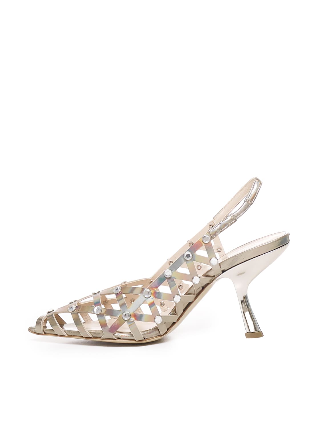 Shop Alchimia Metal Leather Décolleté In Holographic Beige