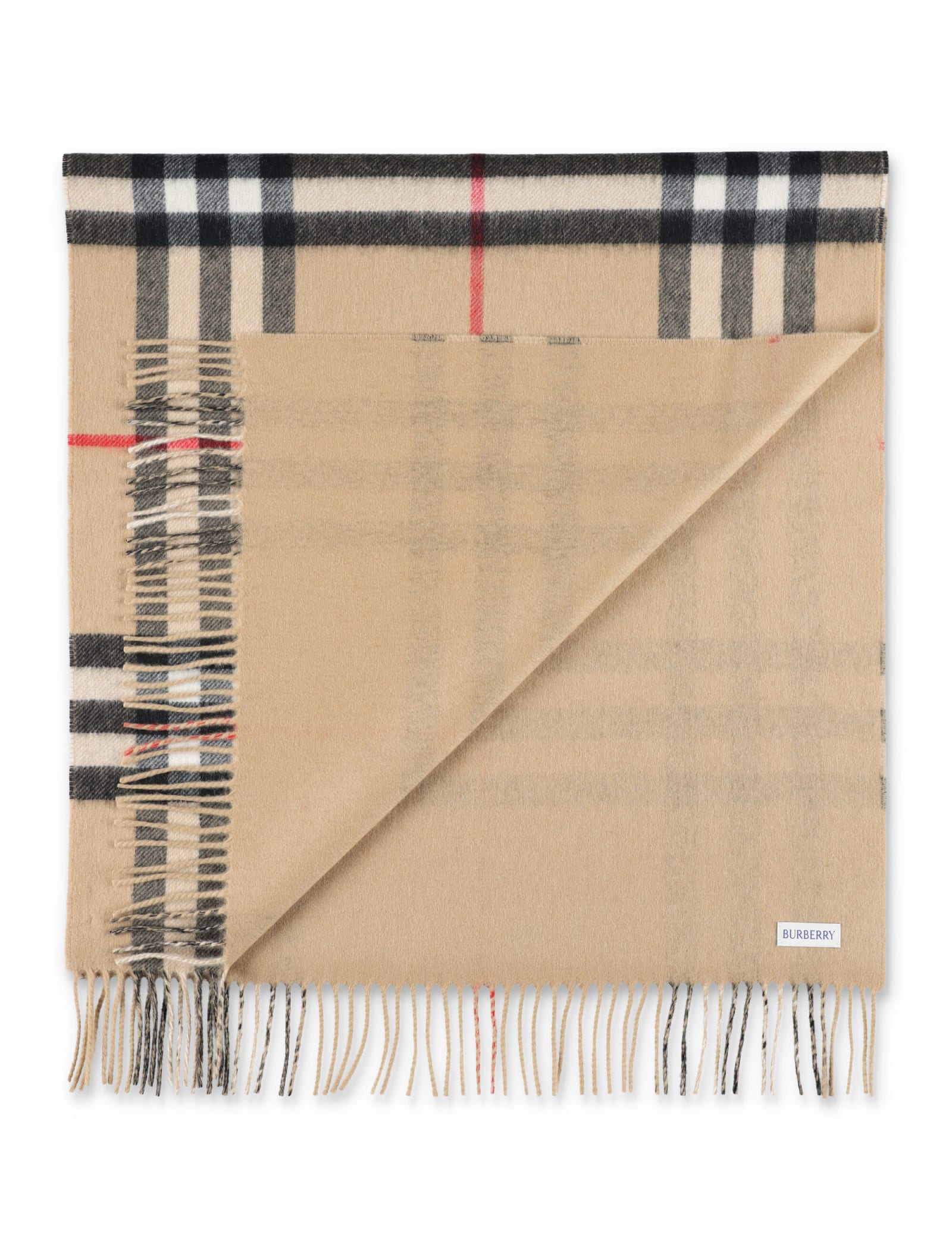Shop Burberry Reversible Check Scarf In Arc Beige/ Arc Beige
