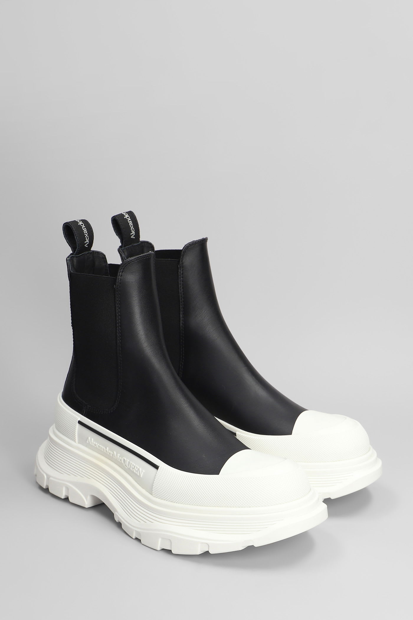 Alexander Mcqueen Chunky Outsole Cap Toe Chelsea Boots In Black
