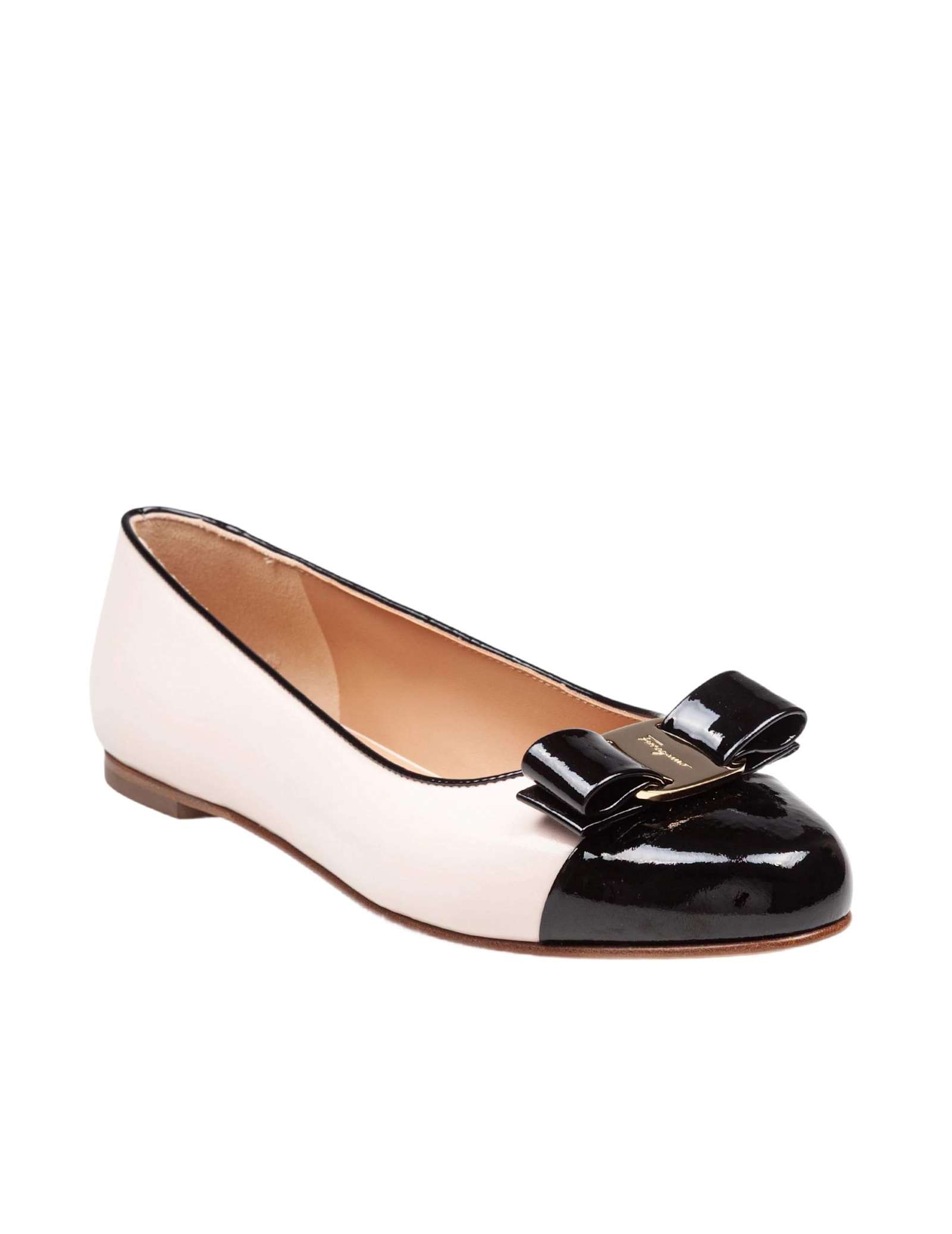 Ferragamo Black And Ballet Pink Two-tone Varina Ballet Flats In Black
