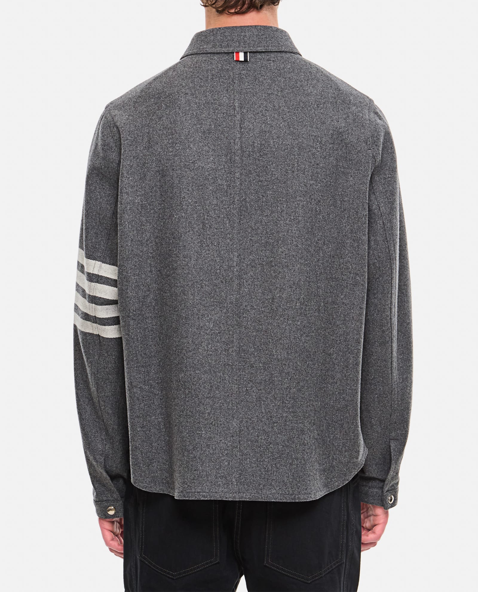 Shop Thom Browne 4 Bar Utility Patch Pocket Jacket In Grey