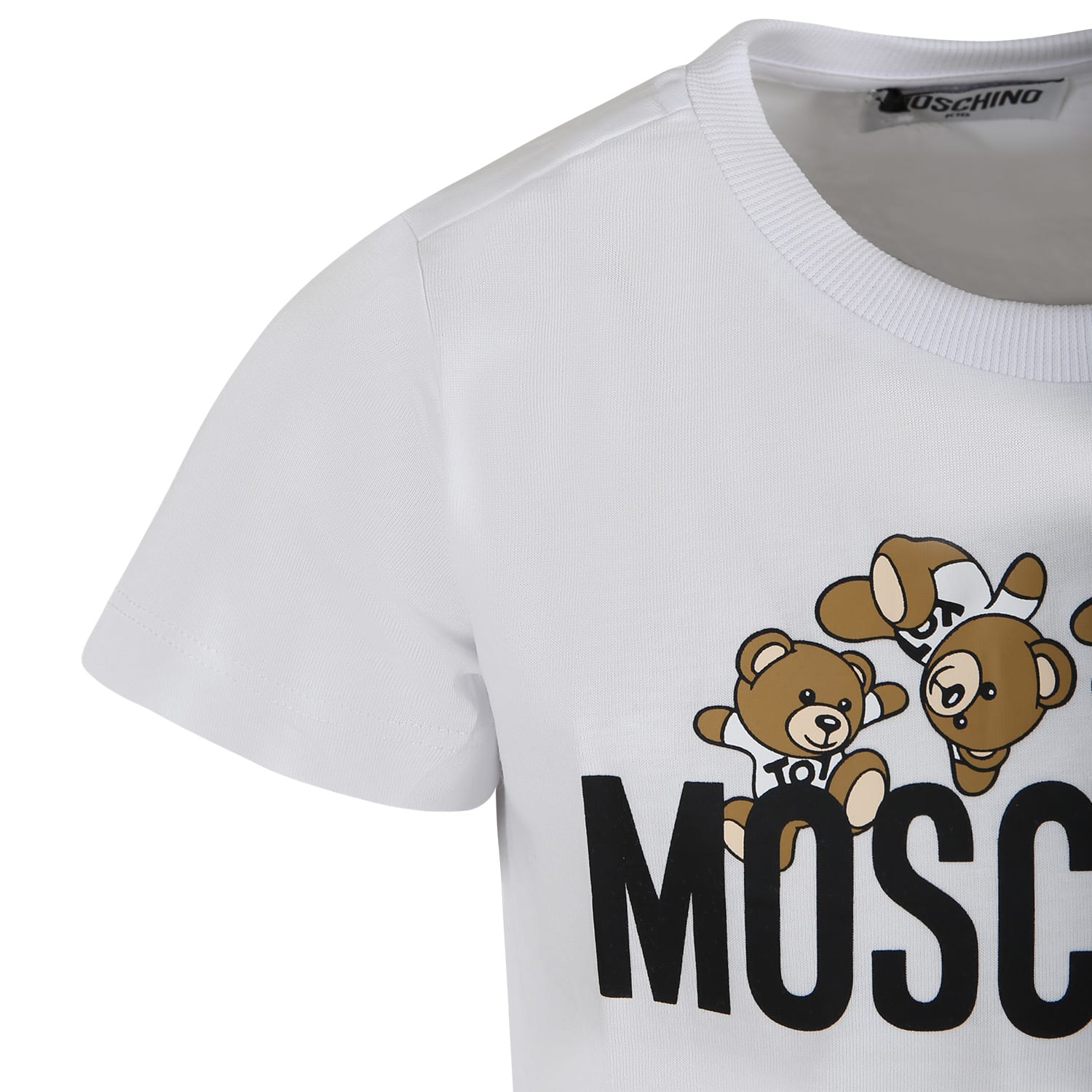 Shop Moschino White T-shirt For Kids With Logo And Teddy Bear