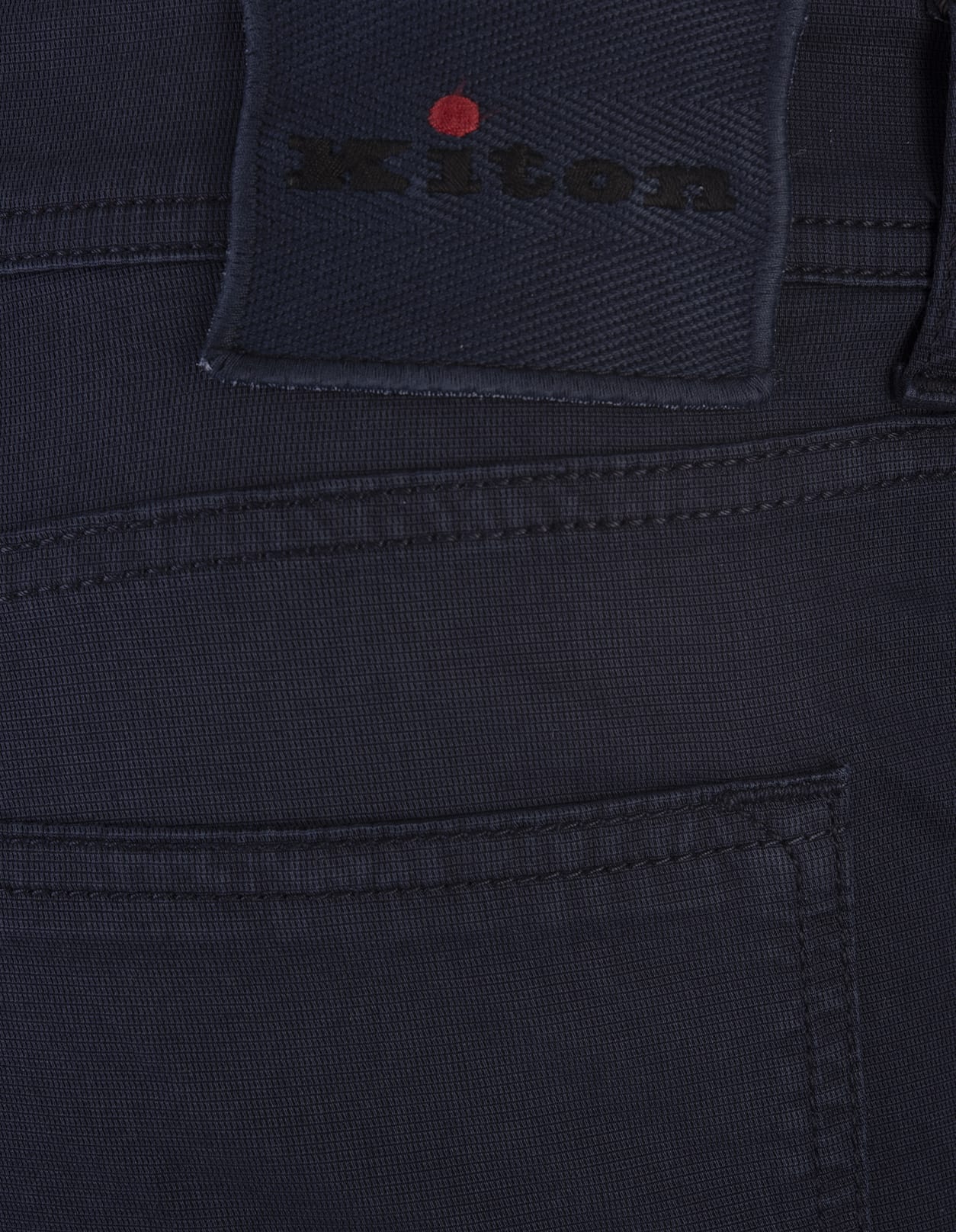 Shop Kiton Night Blue 5 Pocket Straight Leg Trousers