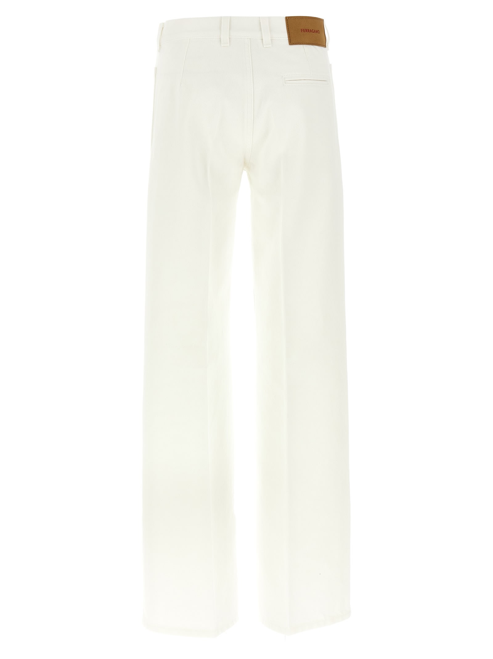 Ferragamo Straight Jeans With Back And Front Pockets In White