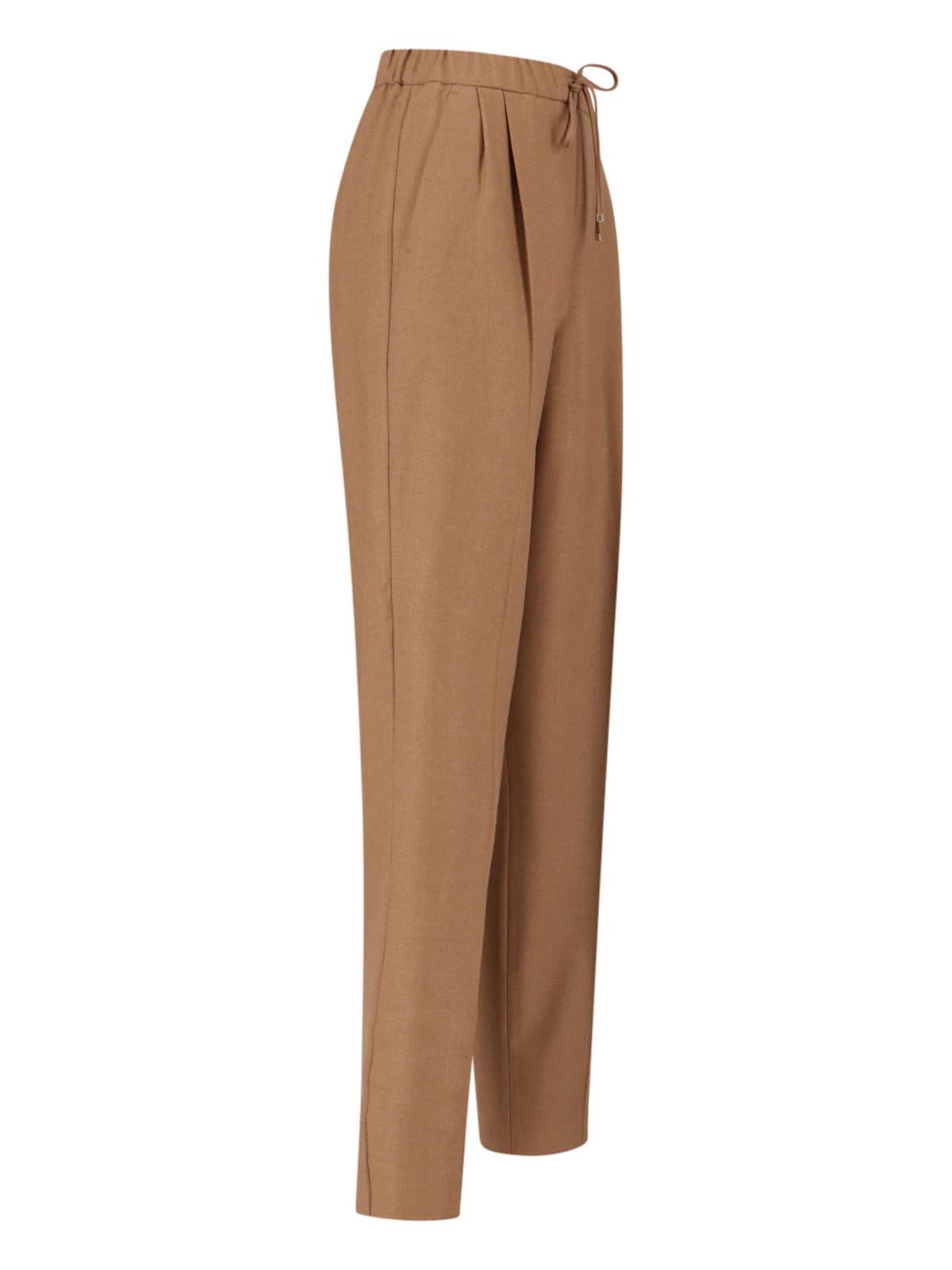 Max Mara Trousers Straight Leg Elastic Waistband In Brown