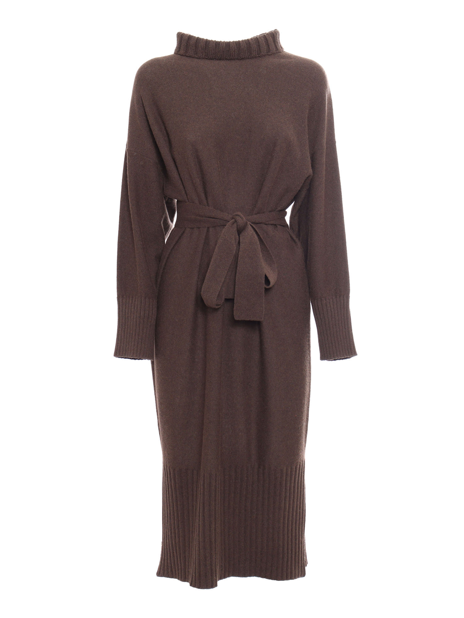 Shop Antonelli Knitted Dress In Brown