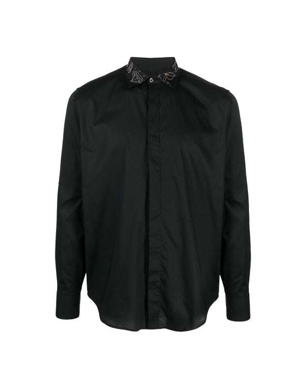 Shop John Richmond Shirt With Sequined Collar In Nero