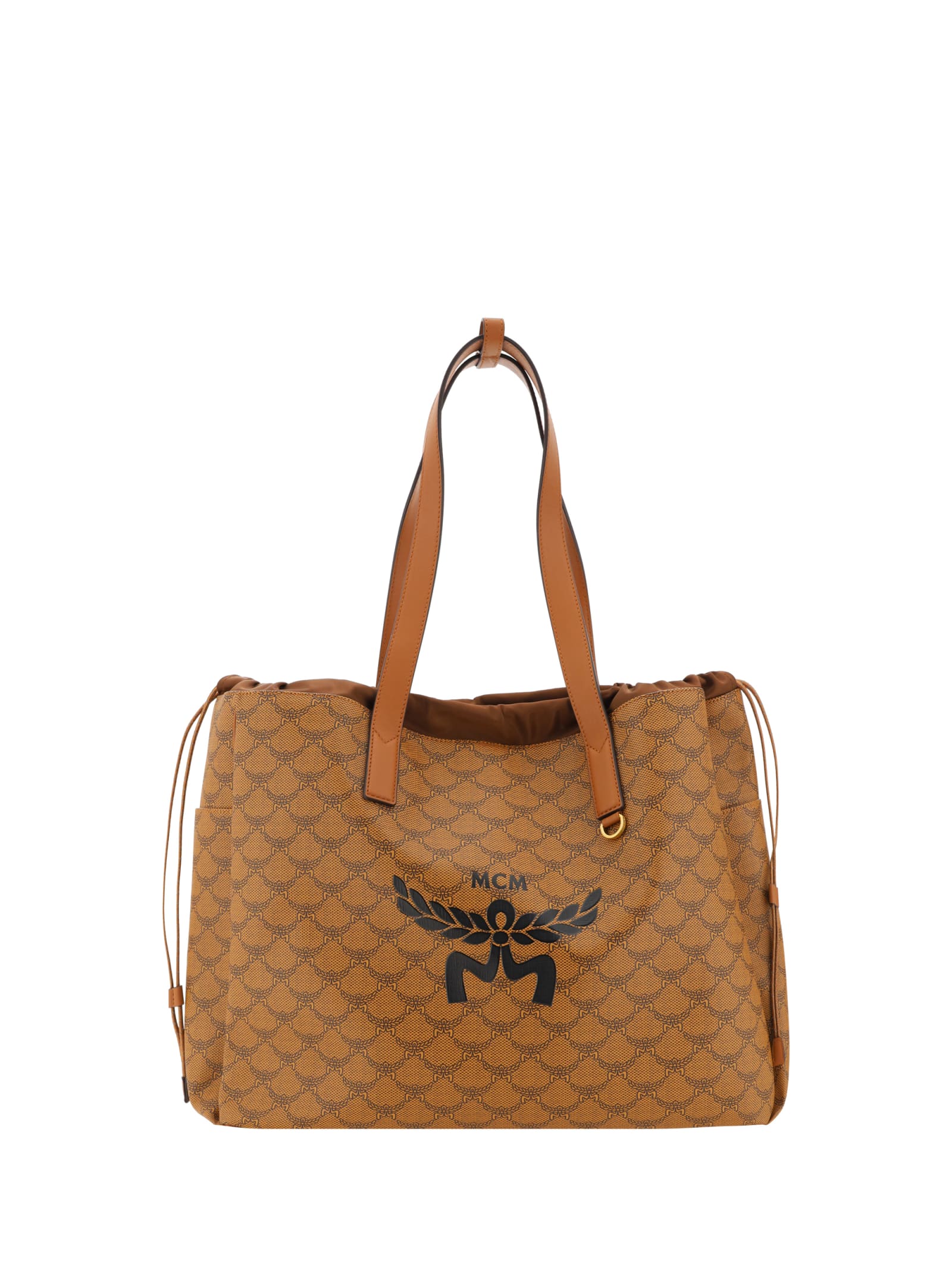 Shop Mcm Himmel Tote Shoulder Bag In Cognac