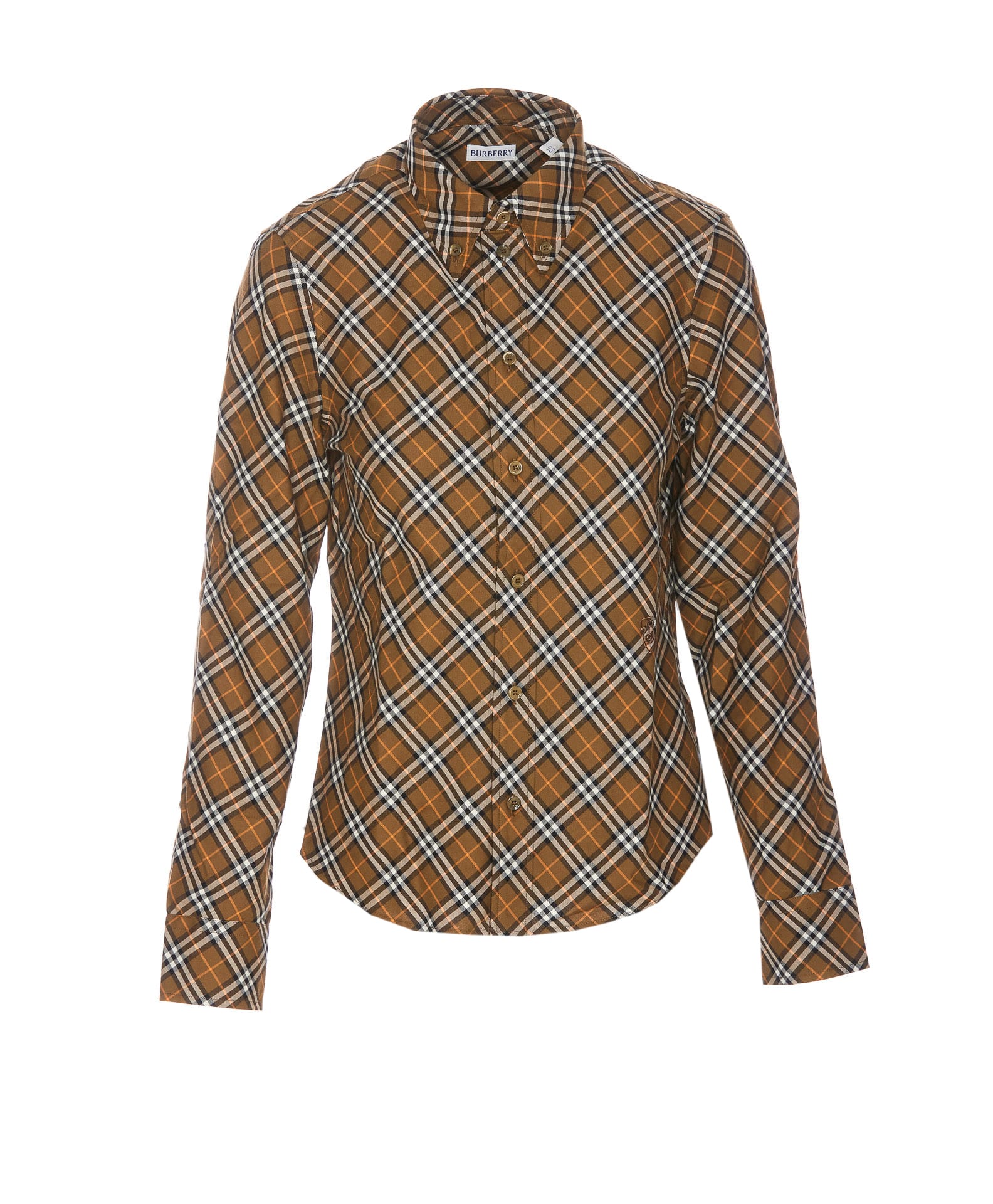 Burberry Check Shirt In Brown