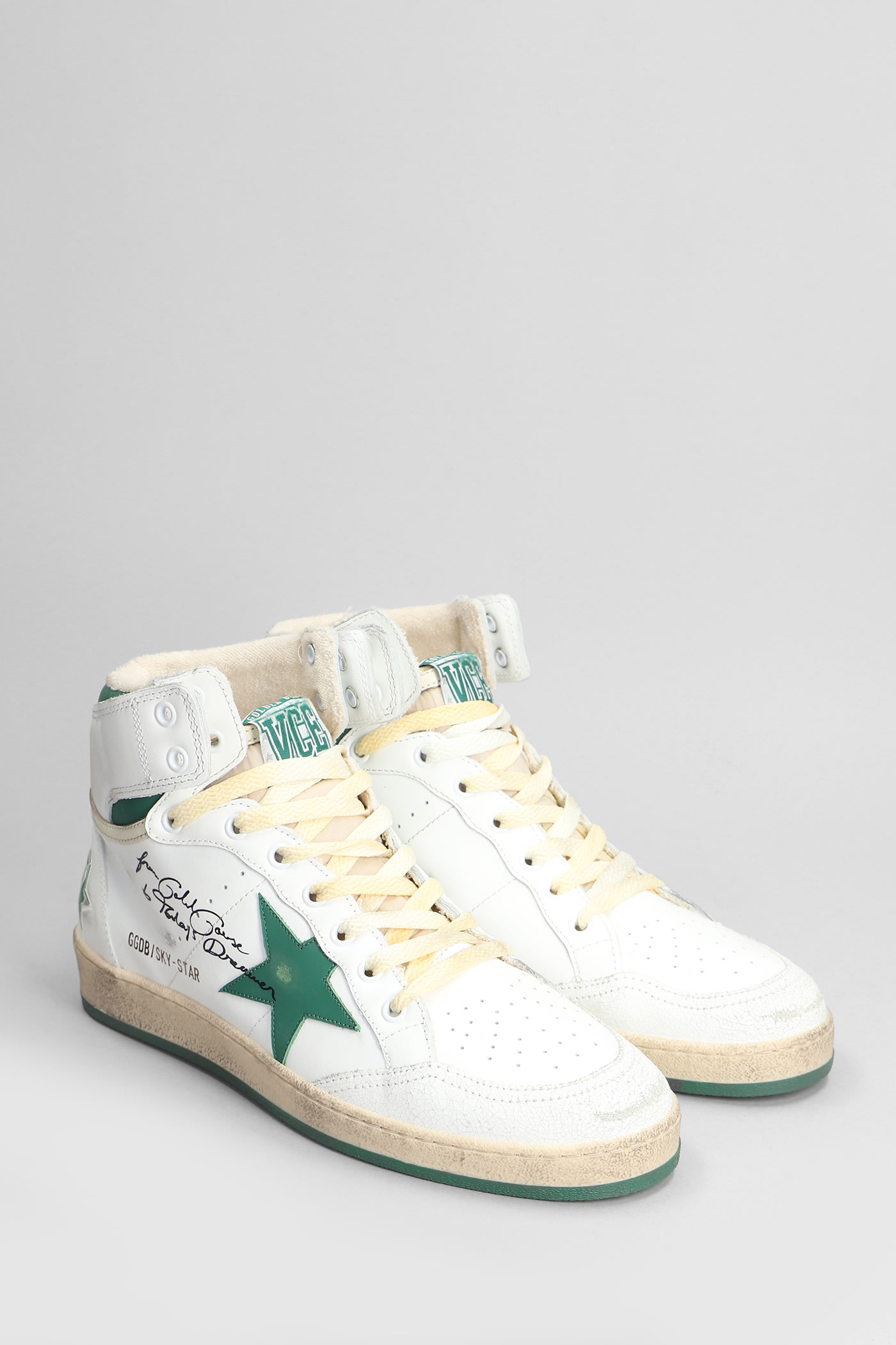 Shop Golden Goose Sky Star Sneakers In White Leather