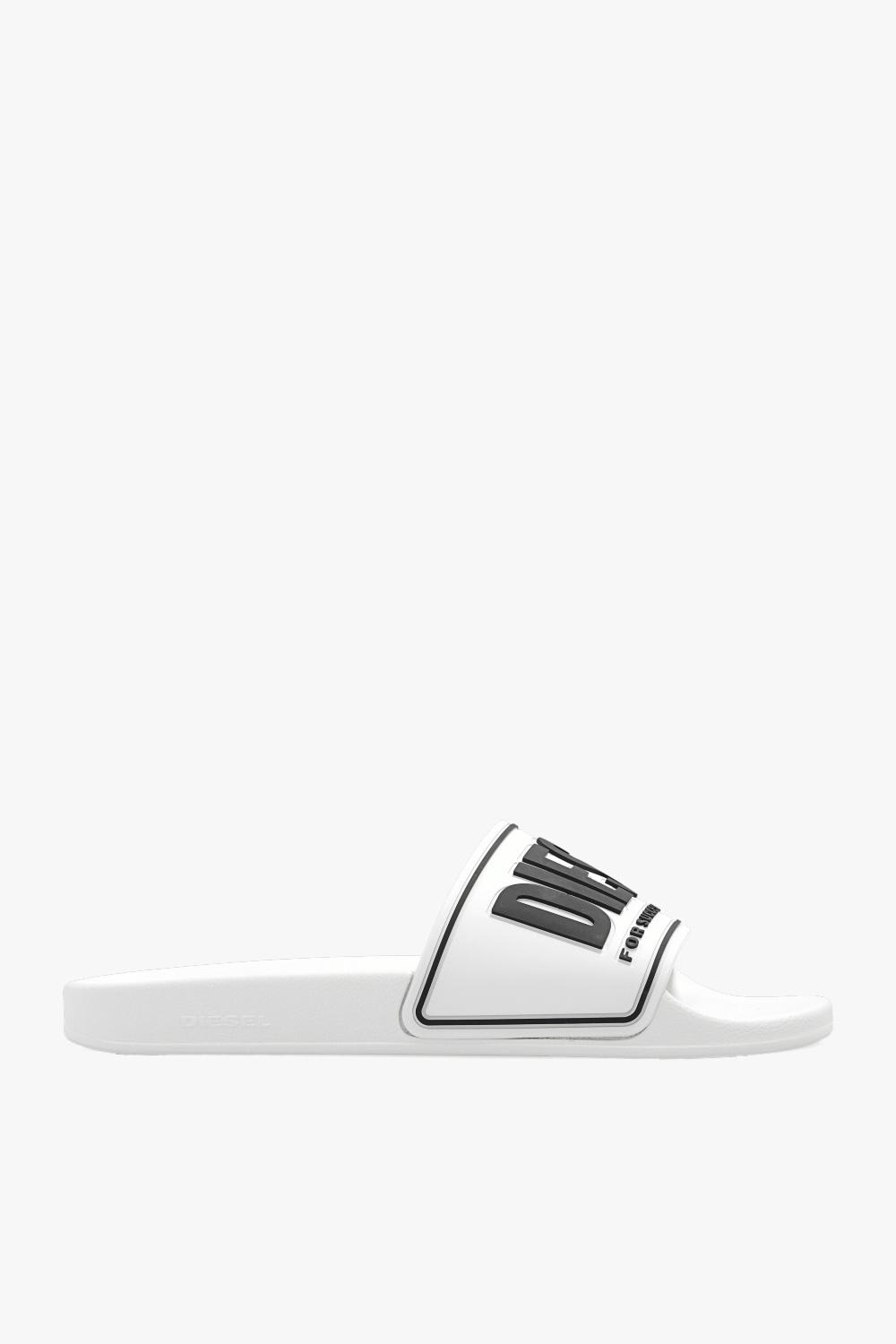 Diesel Men's Sa-mayemi Water-resistant Logo Pool Slides In Bianco
