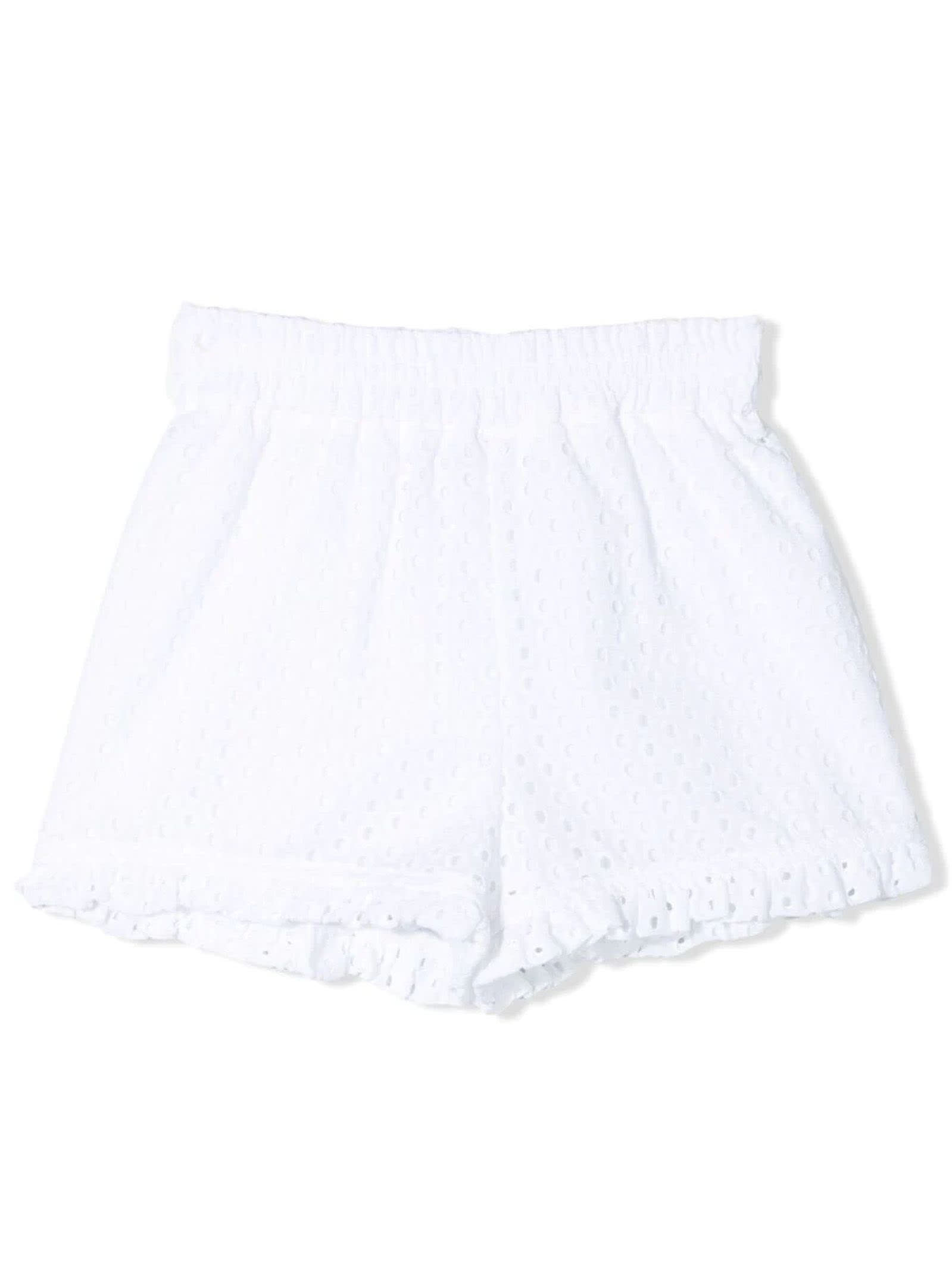 Monnalisa White Cotton Cotton Shorts