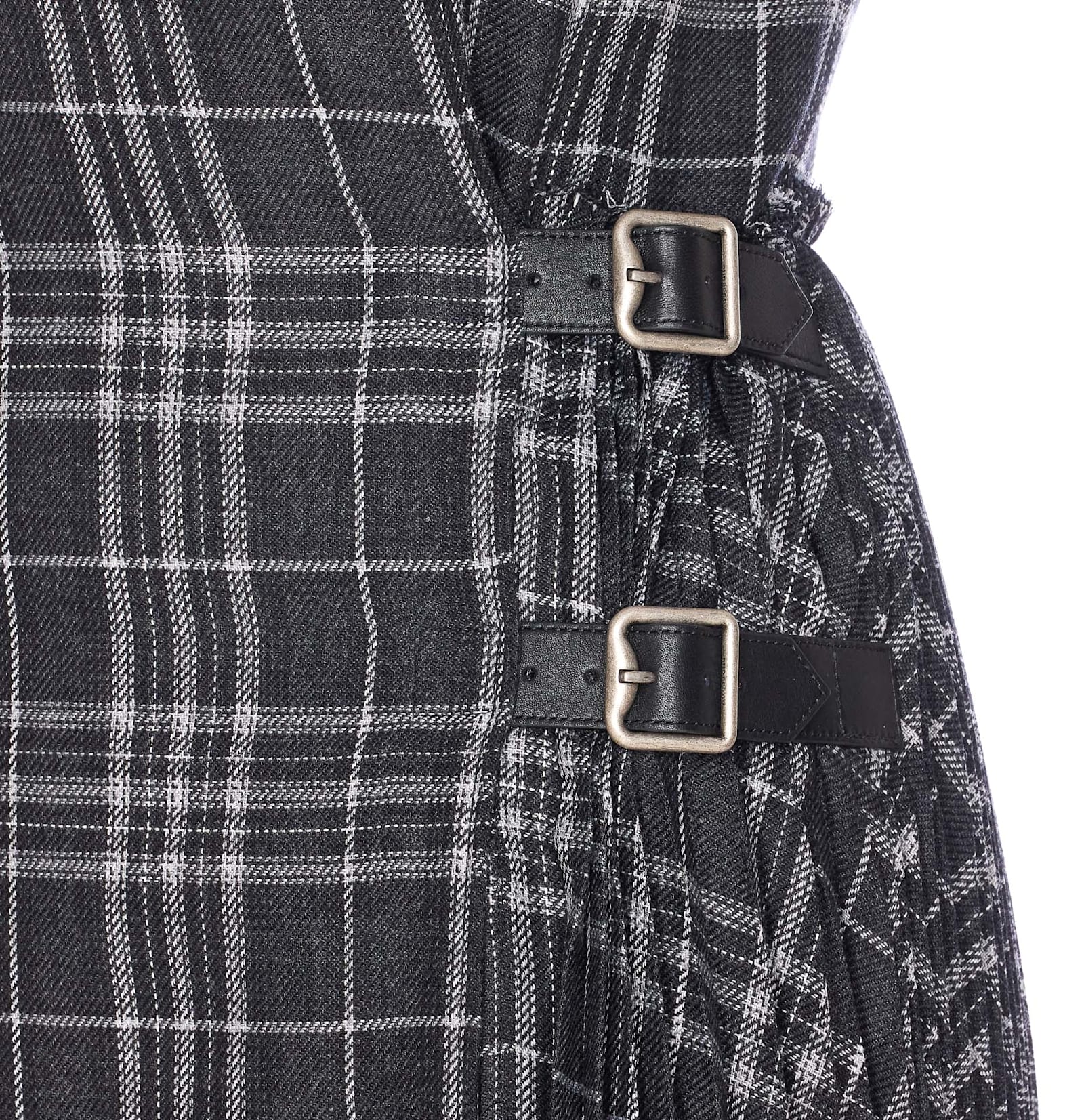 Burberry Meryl Check Pleated Midi Wrap Dress In Gray