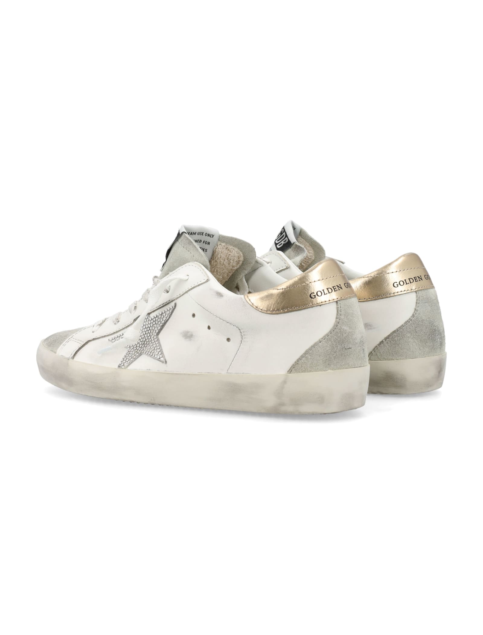 Shop Golden Goose Superstar Crystal Star Sneaker In White Crystal Gold