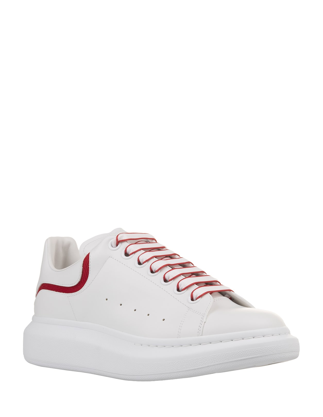 Shop Alexander Mcqueen White Oversized Sneakers With Red Insert On Heel