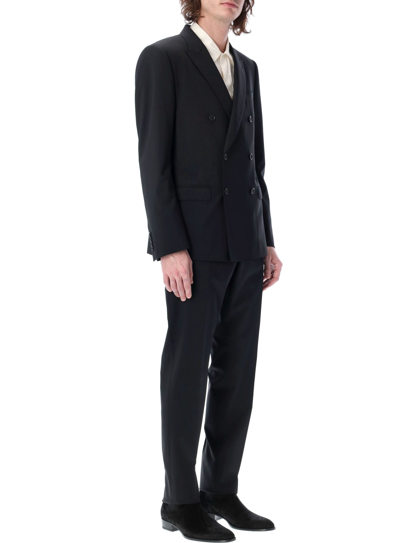 Shop Dolce & Gabbana Double-breasted Wool Martini-fit Suit