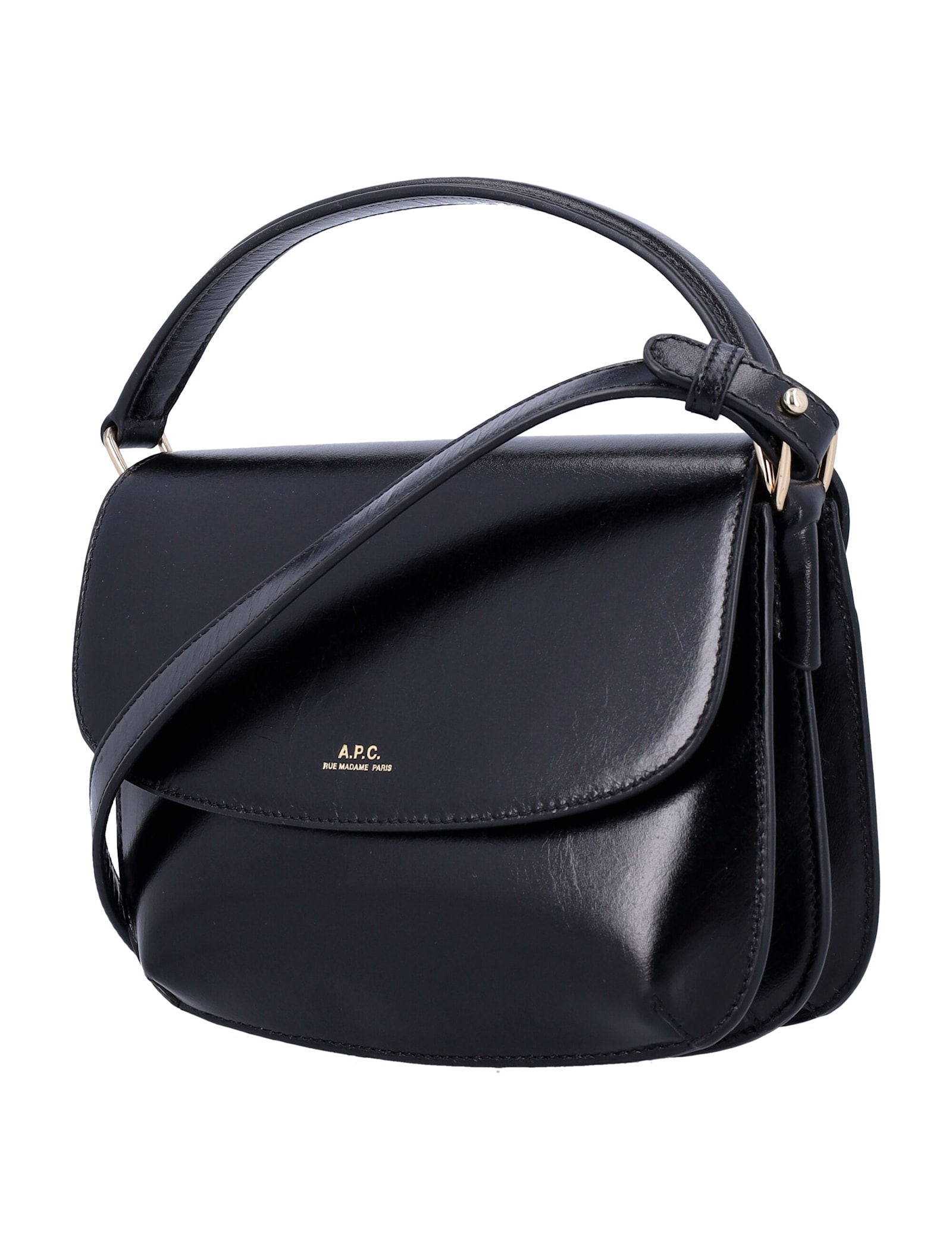 Shop Apc Leather Sarah Shoulder Strap Mini In Black