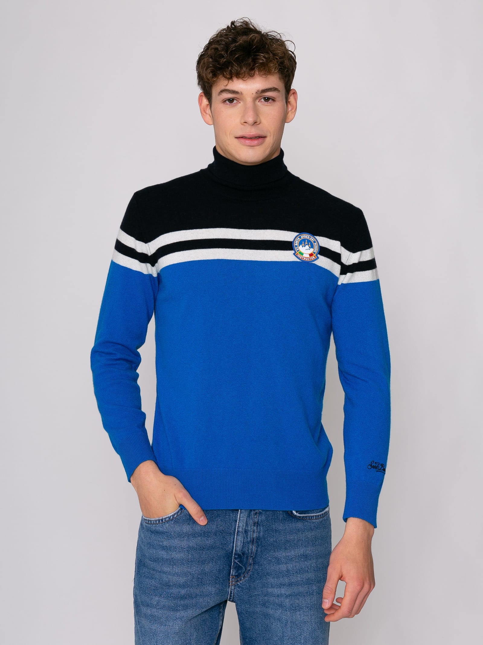 MC2 Saint Barth Blended Cashmere Turtle Neck Sweater With Patch