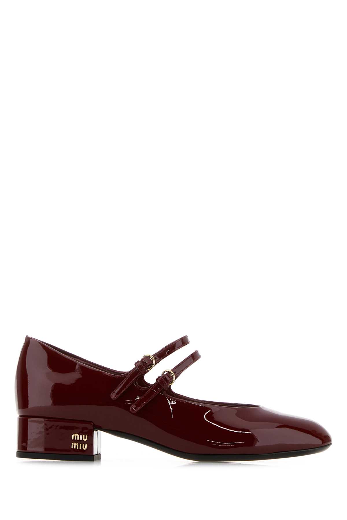 Miu Miu Purple Calf Leather Decollete Pumps In Burgundy