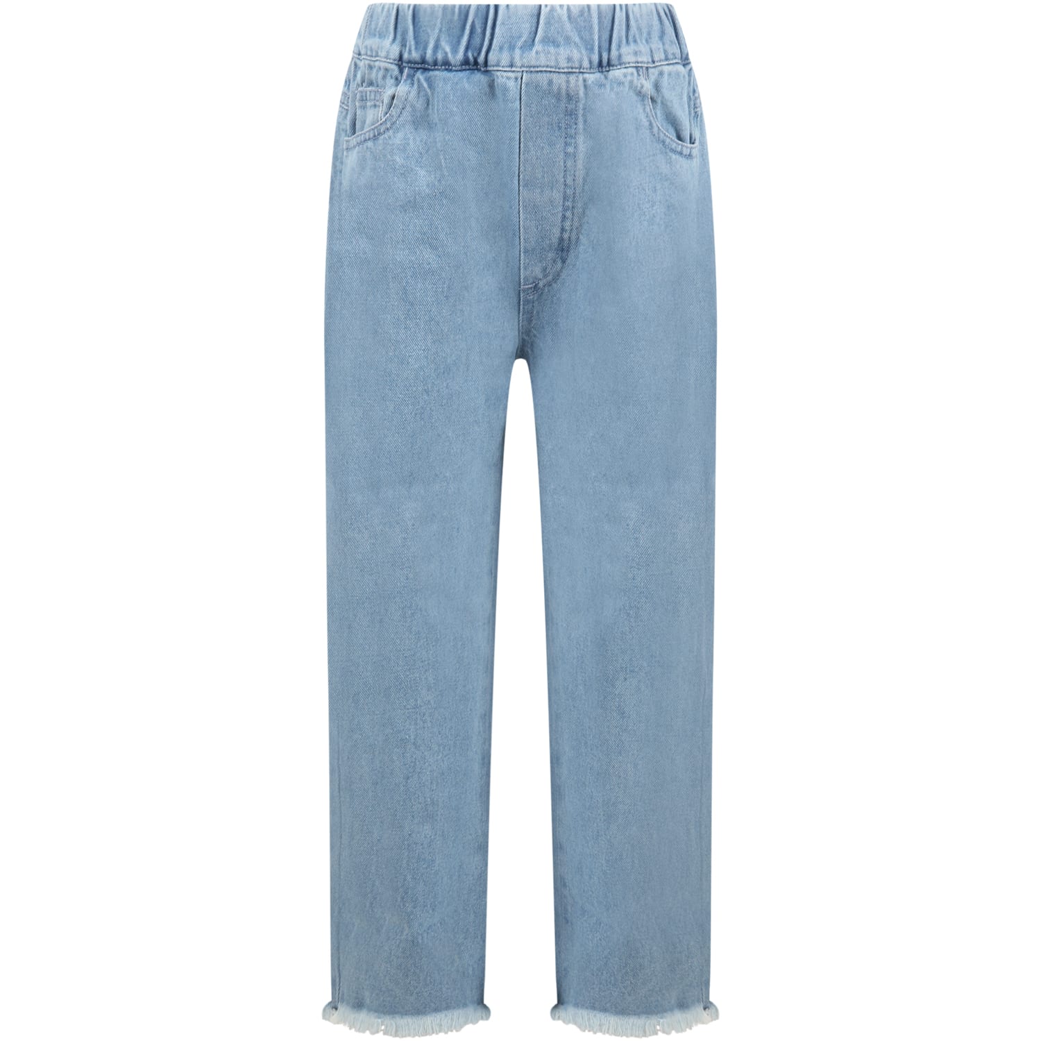 Marques' Almeida Kids' Light-blue Jeans For Girl With Logo Patch In Denim