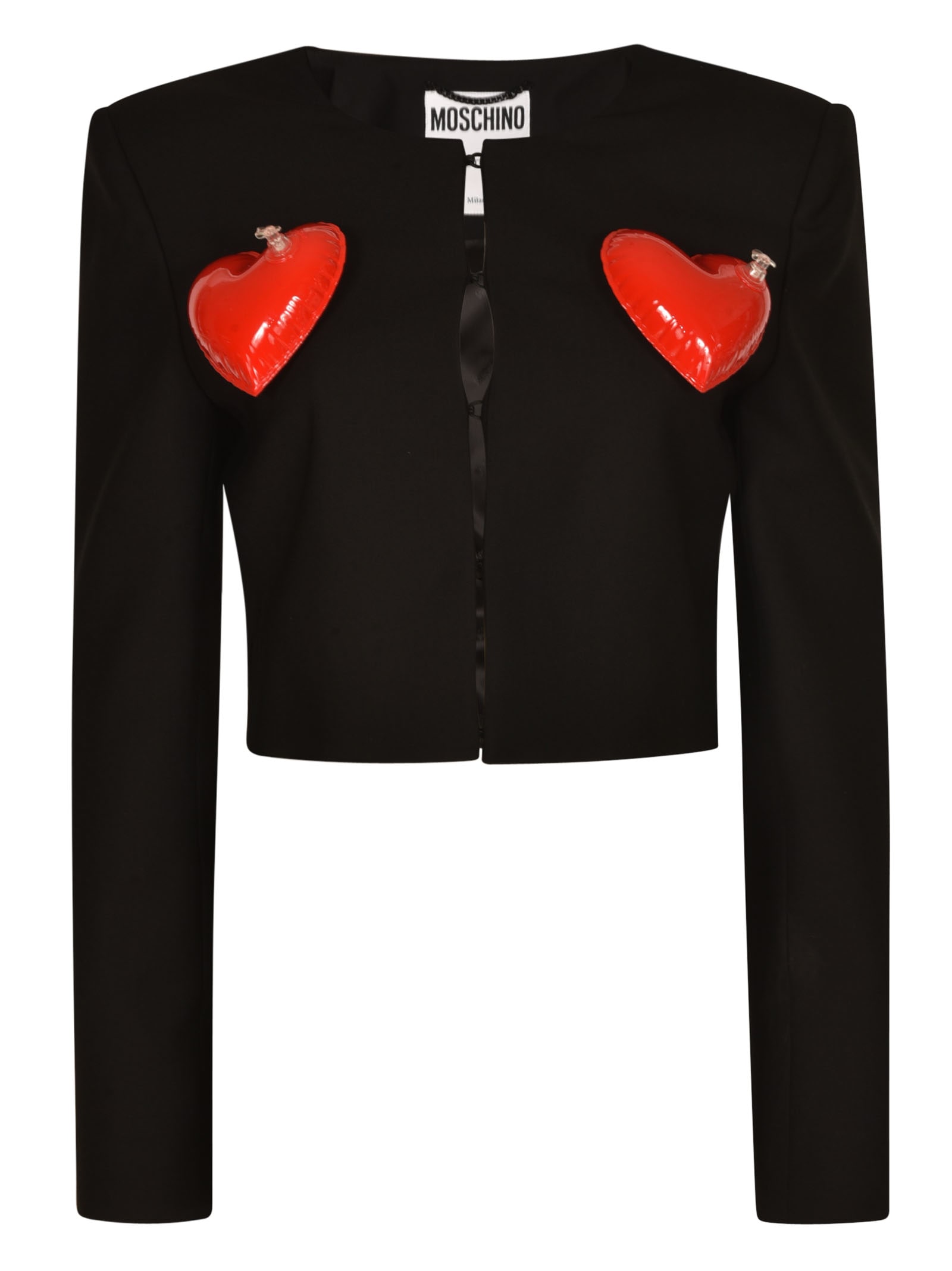 MOSCHINO INFLATABLE HEART APPLIQUE CROPPED JACKET