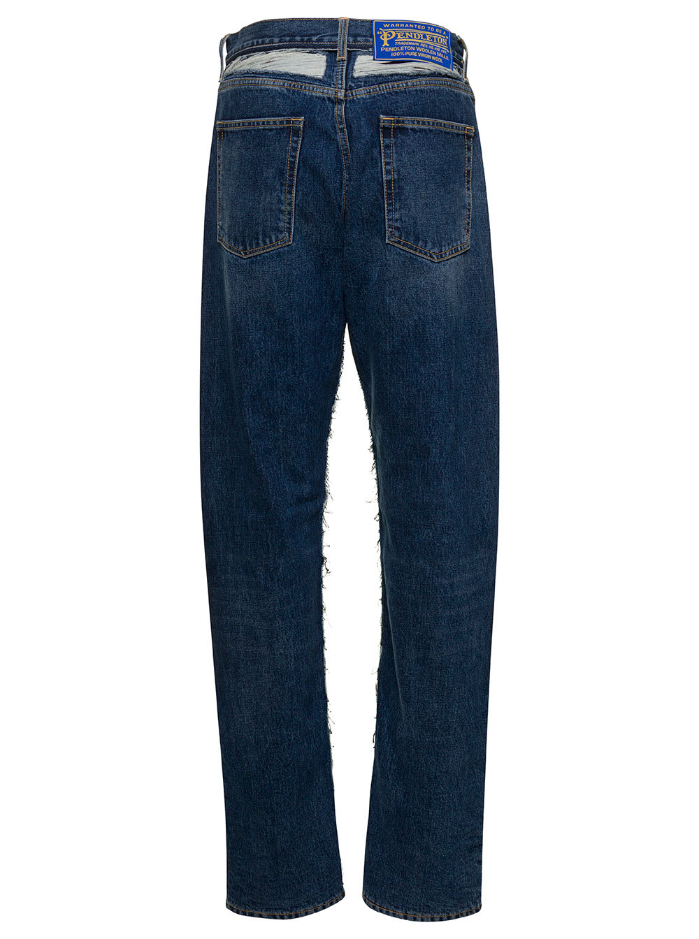 Shop Maison Margiela Blue Five-pocket Jeans With Rips In Cotton Denim Woman