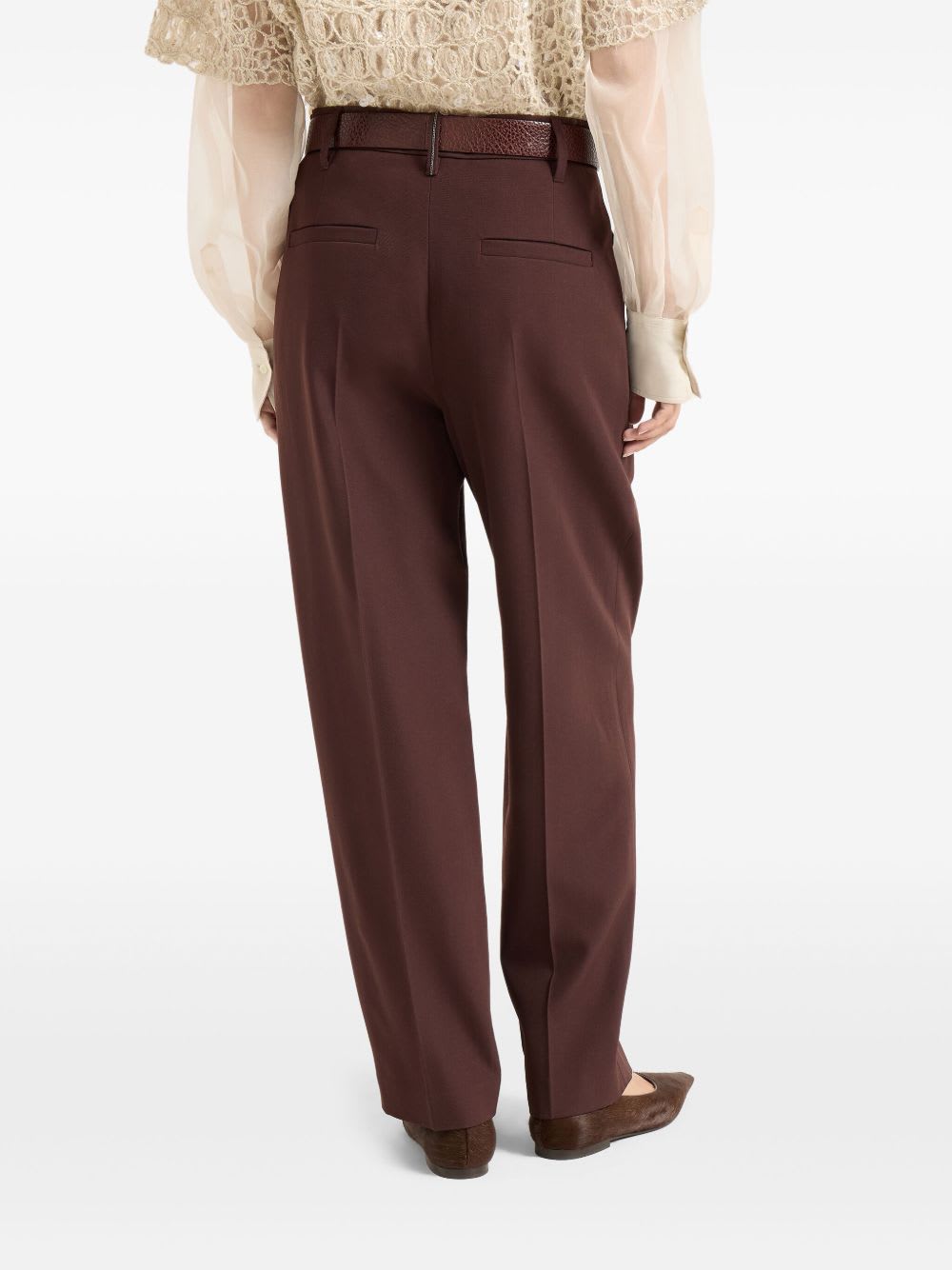 Brunello Cucinelli Wool Blend Trousers In Burgundy