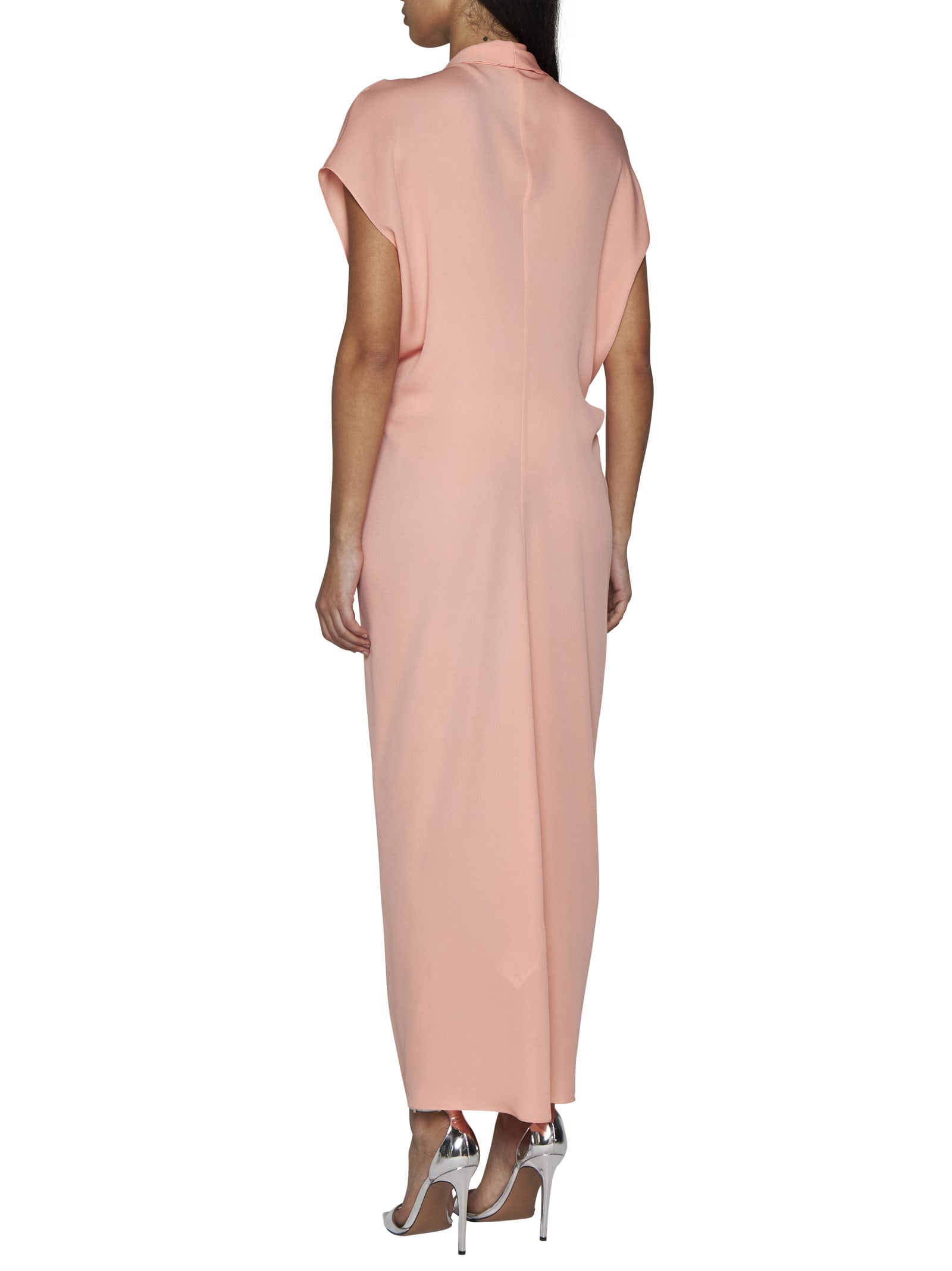 Shop Giorgio Armani Dress In Peach Beige