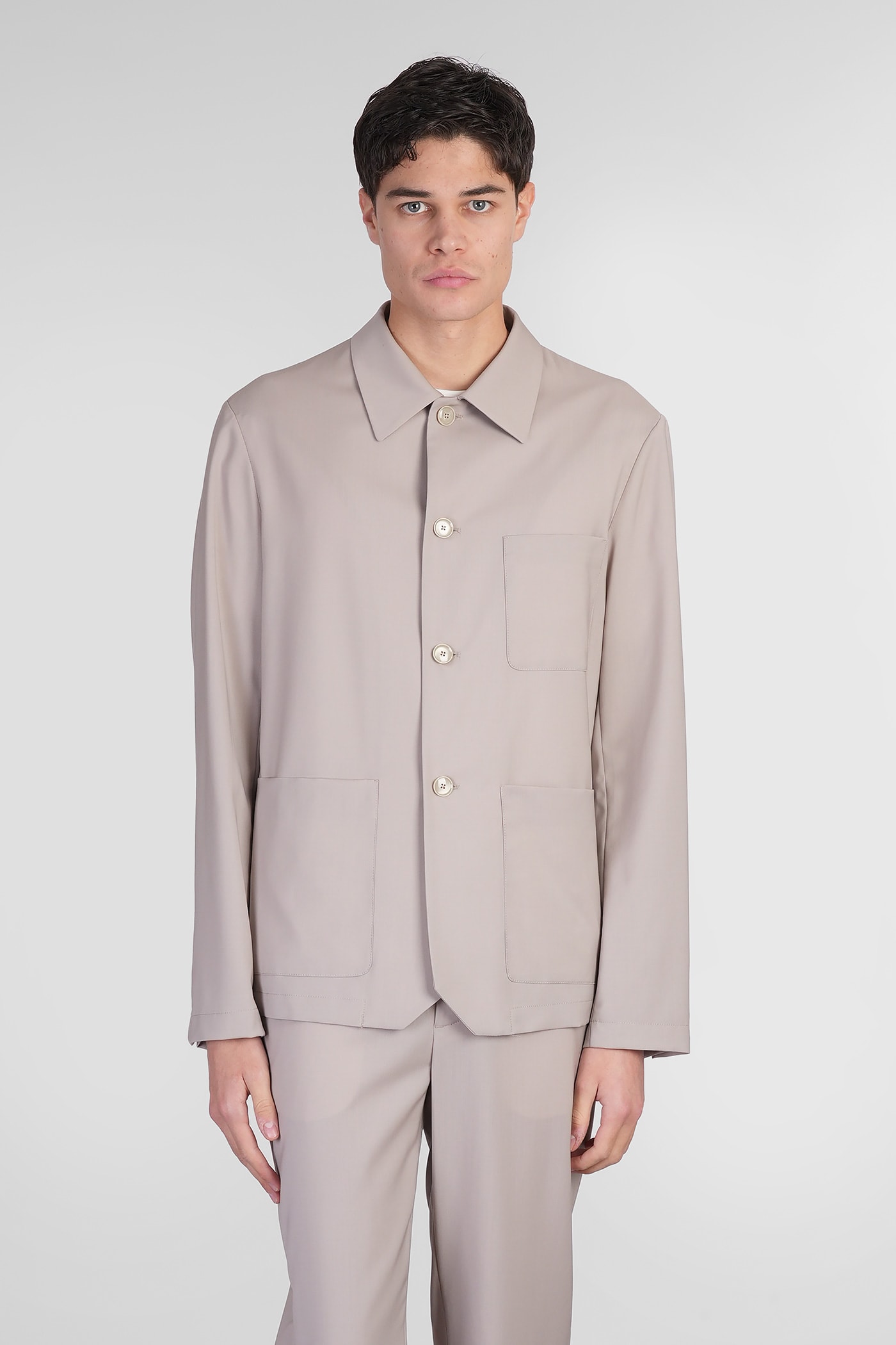 Visal Shirt In Beige Wool