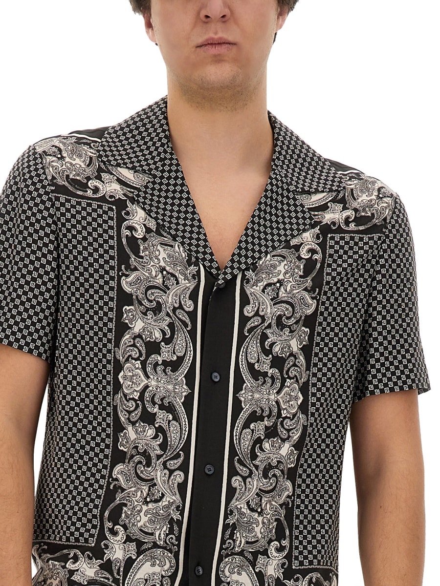 Shop Balmain Monogram Paisley Stamoa Shirt In Multicolour