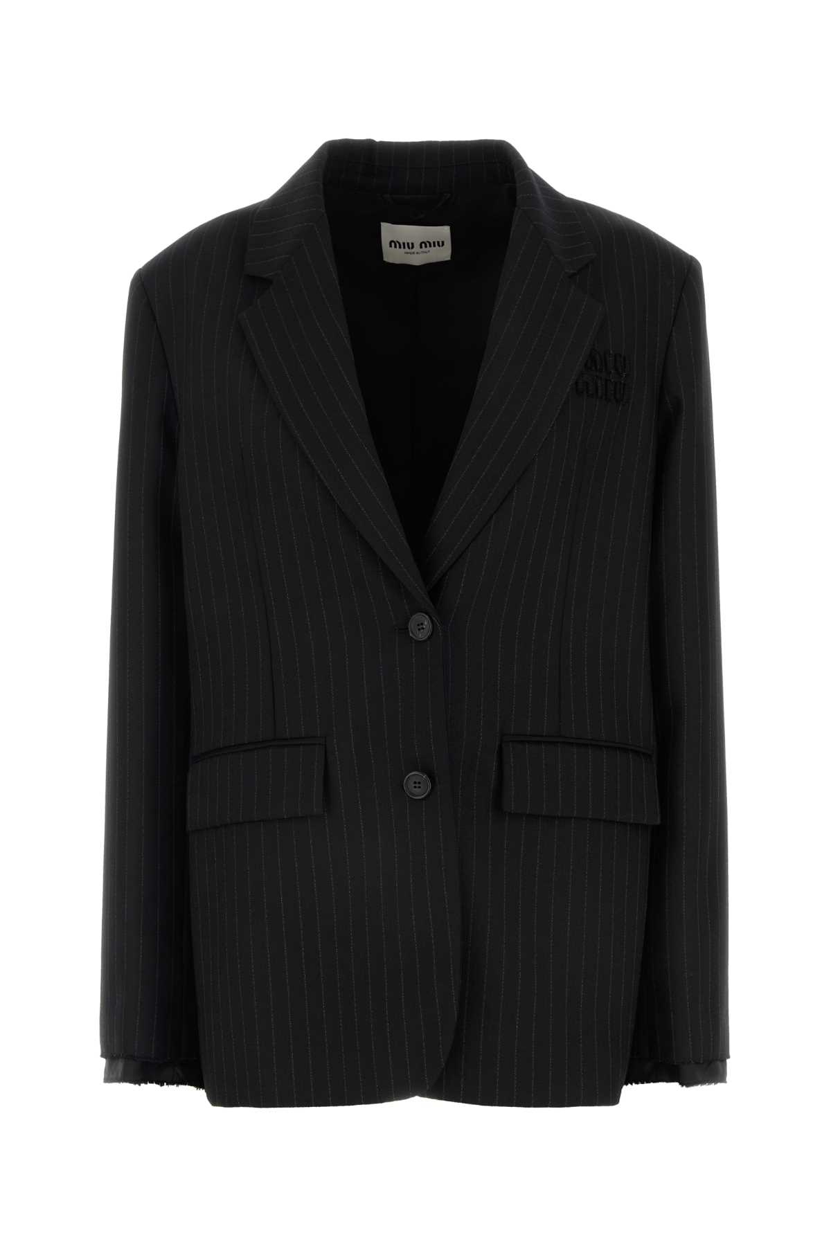 Embroidered Stretch Wool Blend Blazer