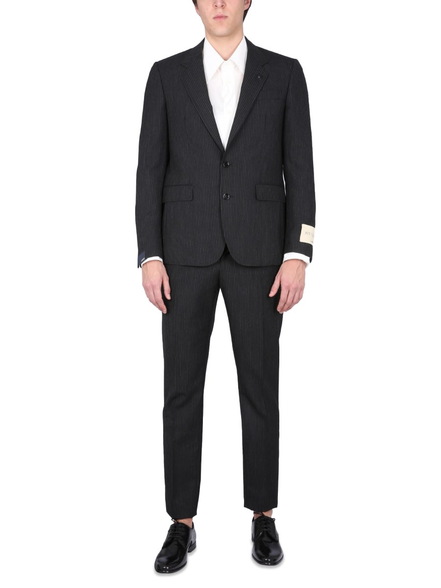 Lardini Peak Lapel Single-breasted Suit For Men In Black