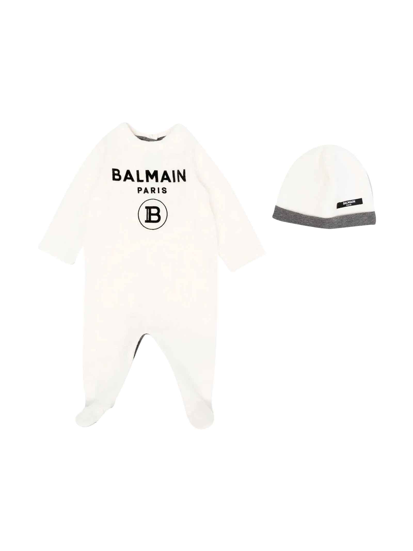 Balmain White Set Baby Unisex In Bianco