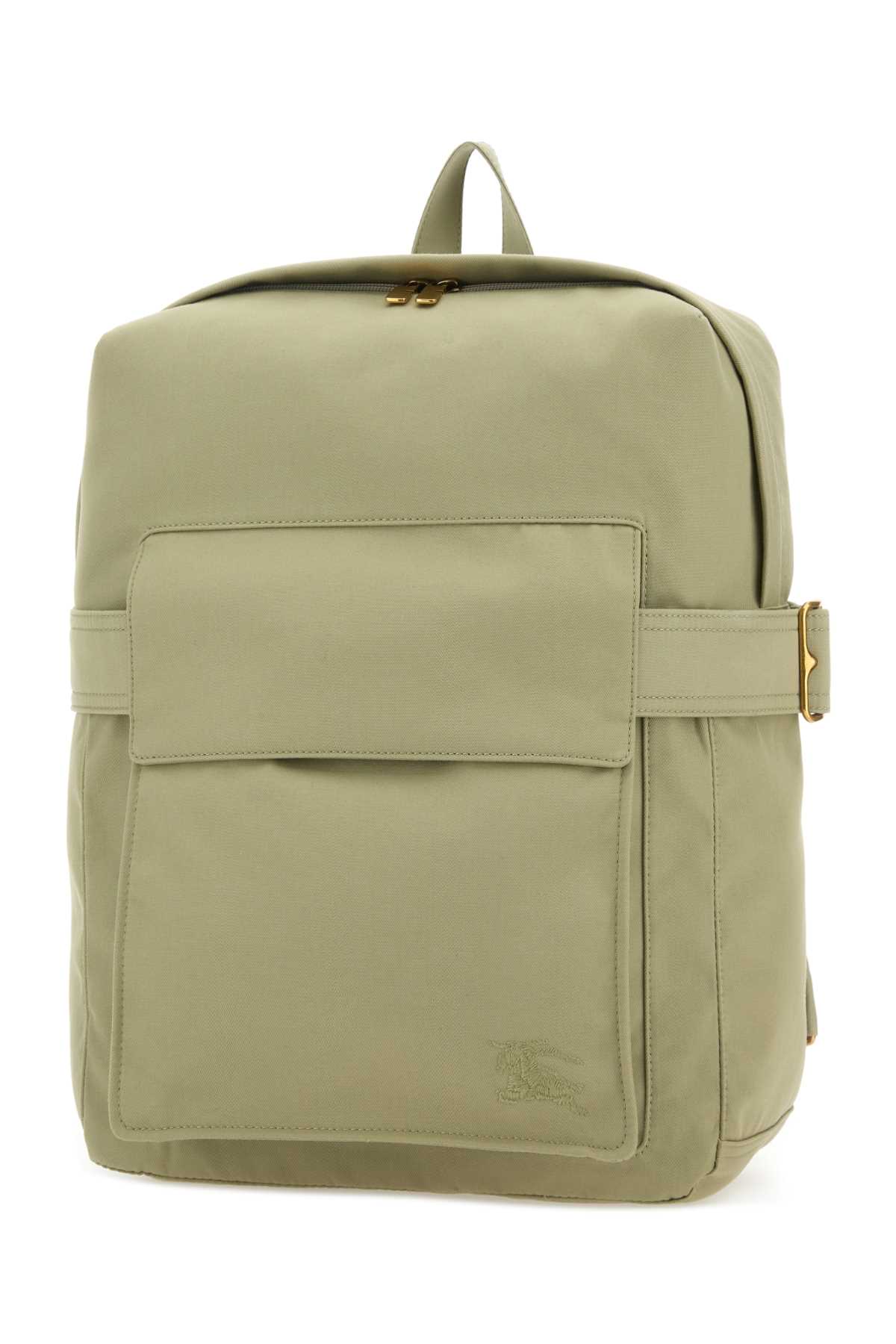 Shop Burberry Pastel Green Polyester Blend Trench Backpack In Hunter