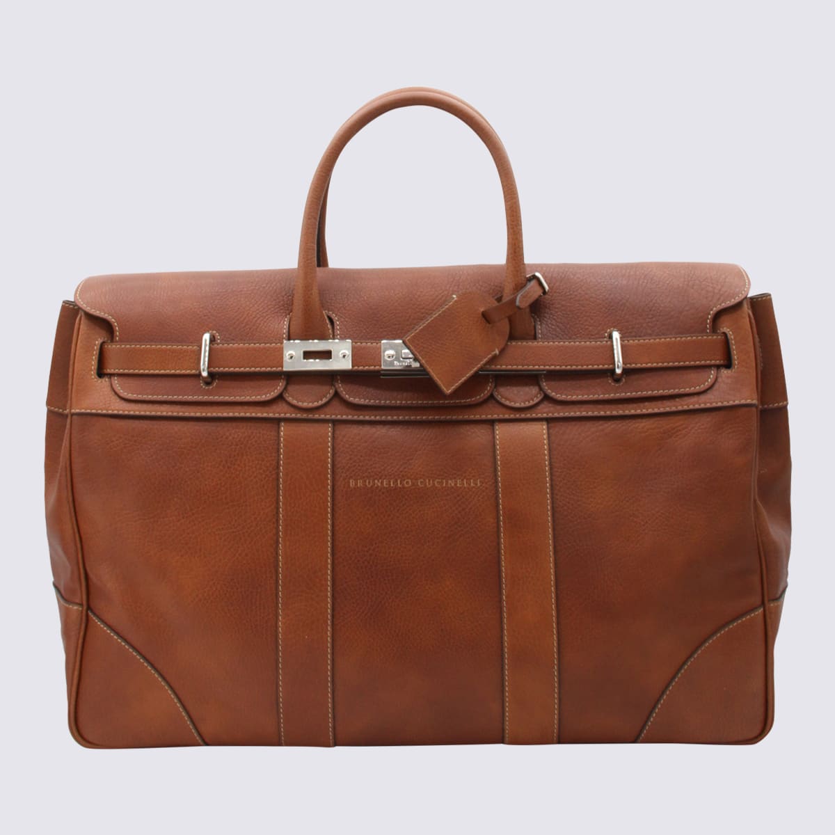 Brown Leather Weekender Travel Bag