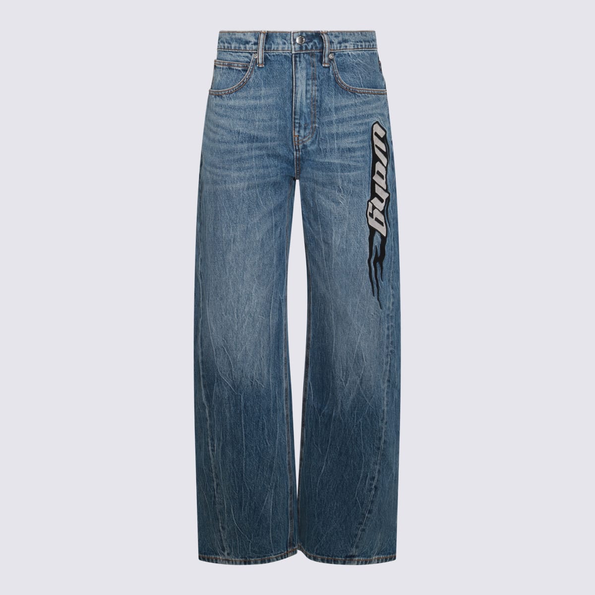 Shop Alexander Wang Medium Indigo Denim Jeans In Tumbled Medium Indigo