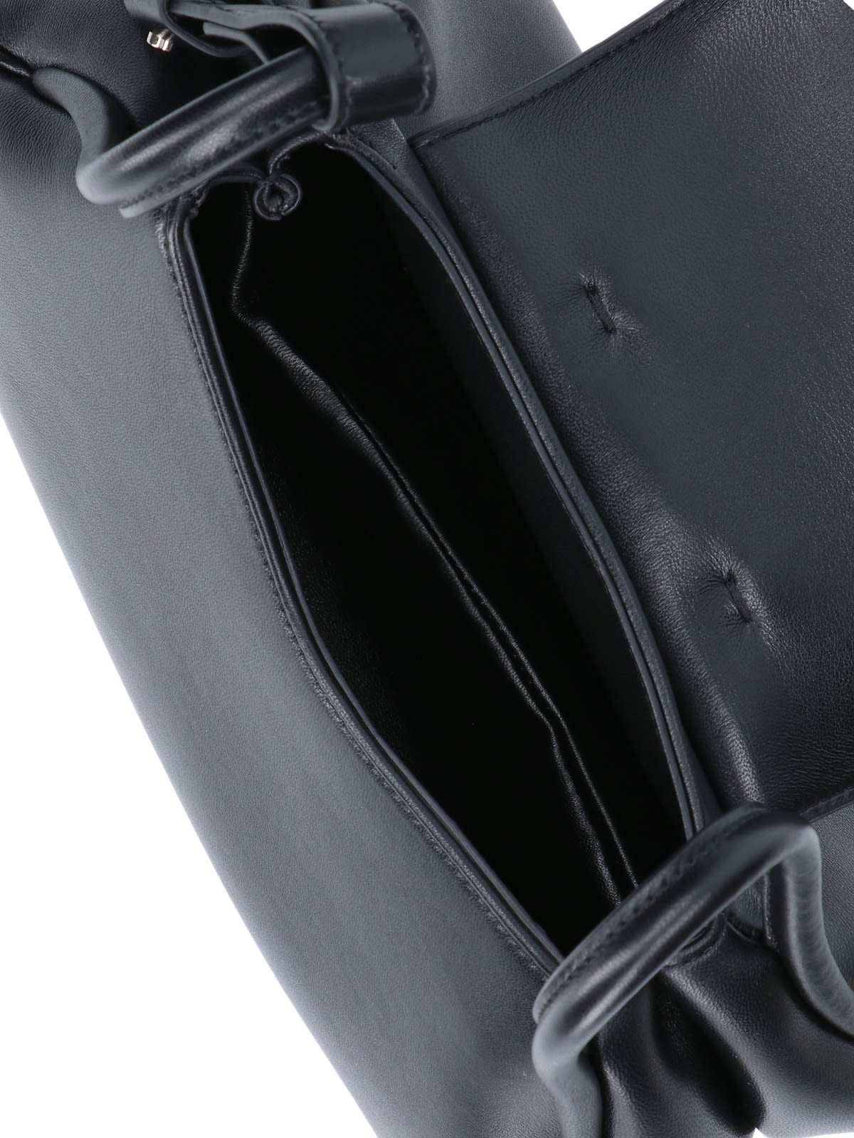 Amina Muaddi Gemini Leather Shoulder Bag In Black