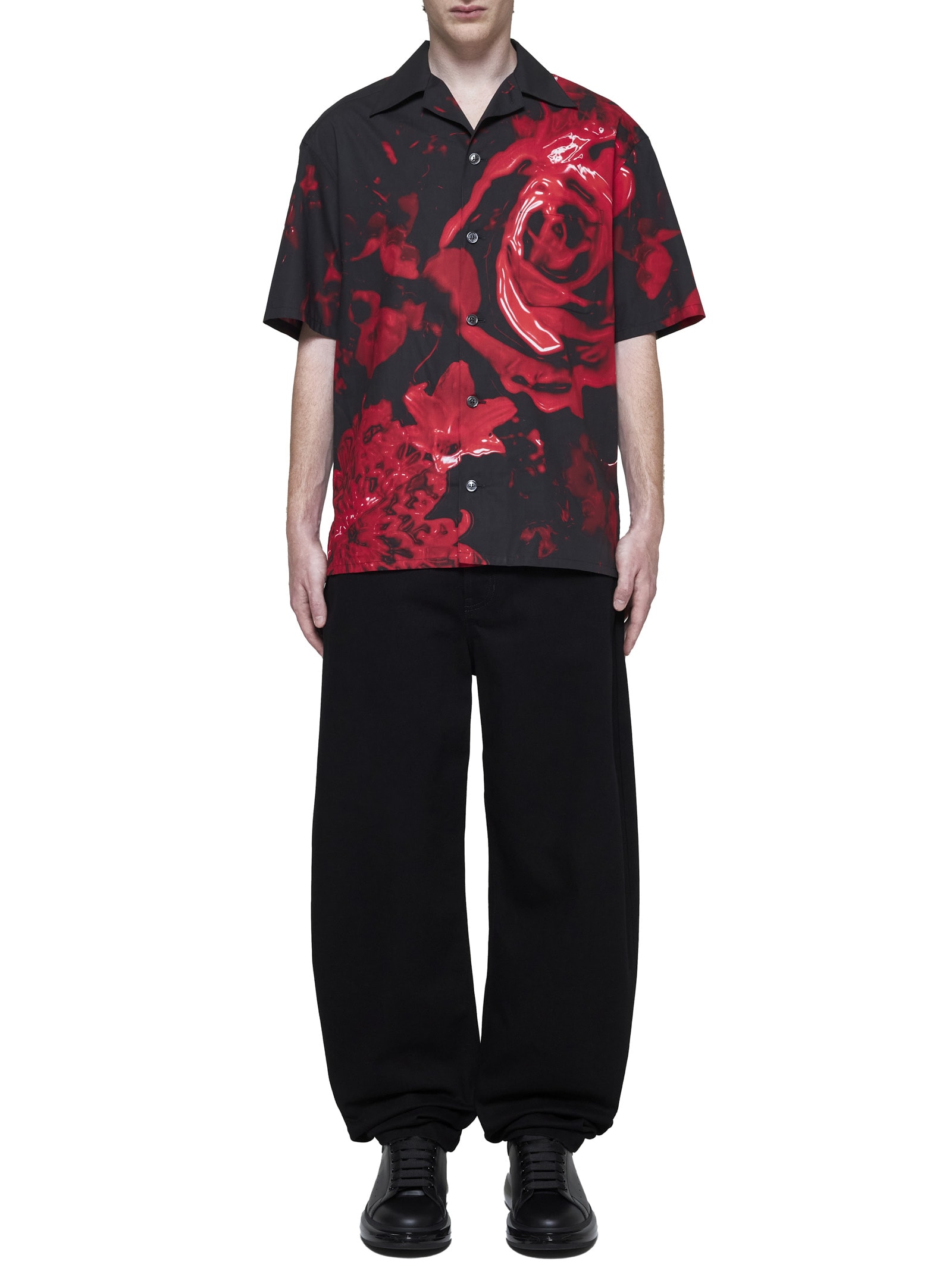 Shop Alexander Mcqueen Shirt In Black-red