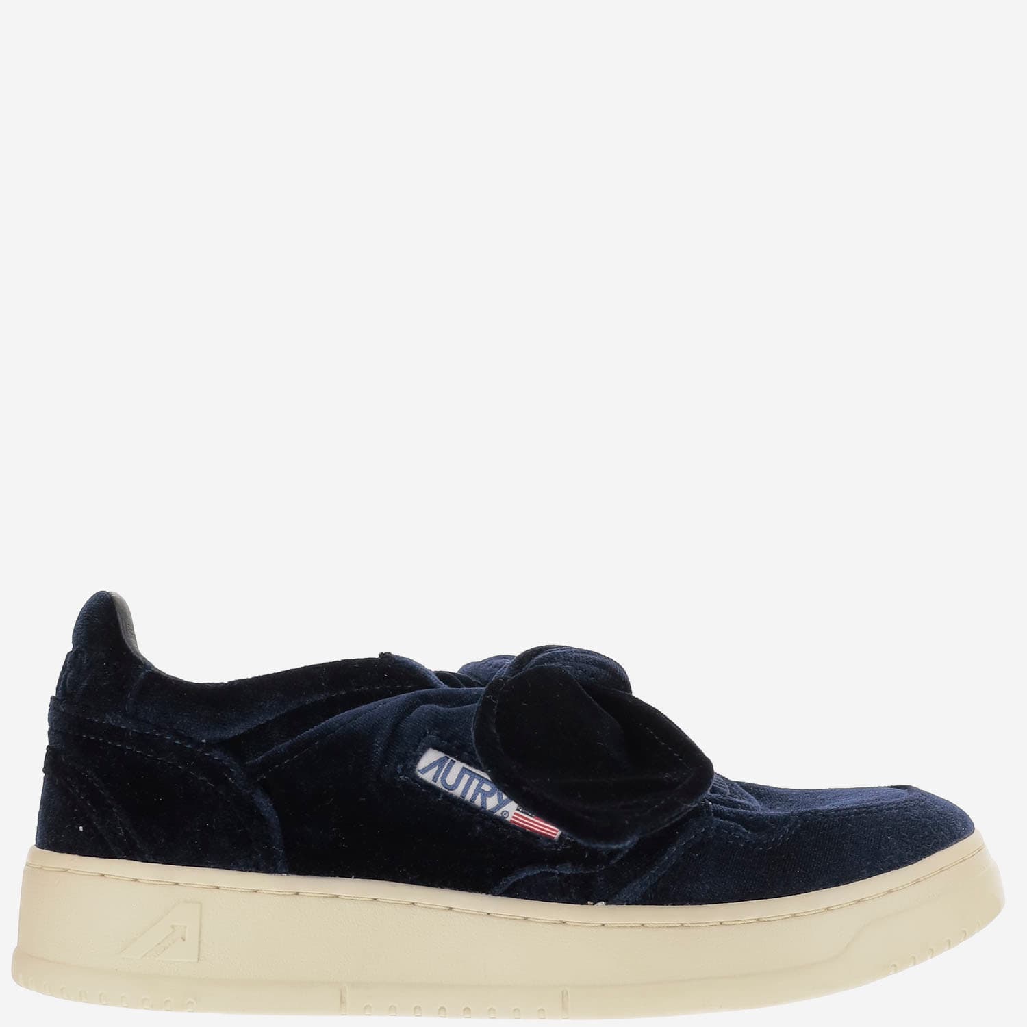 Autry Low-top Bow-detail Velvet Sneakers In Blue