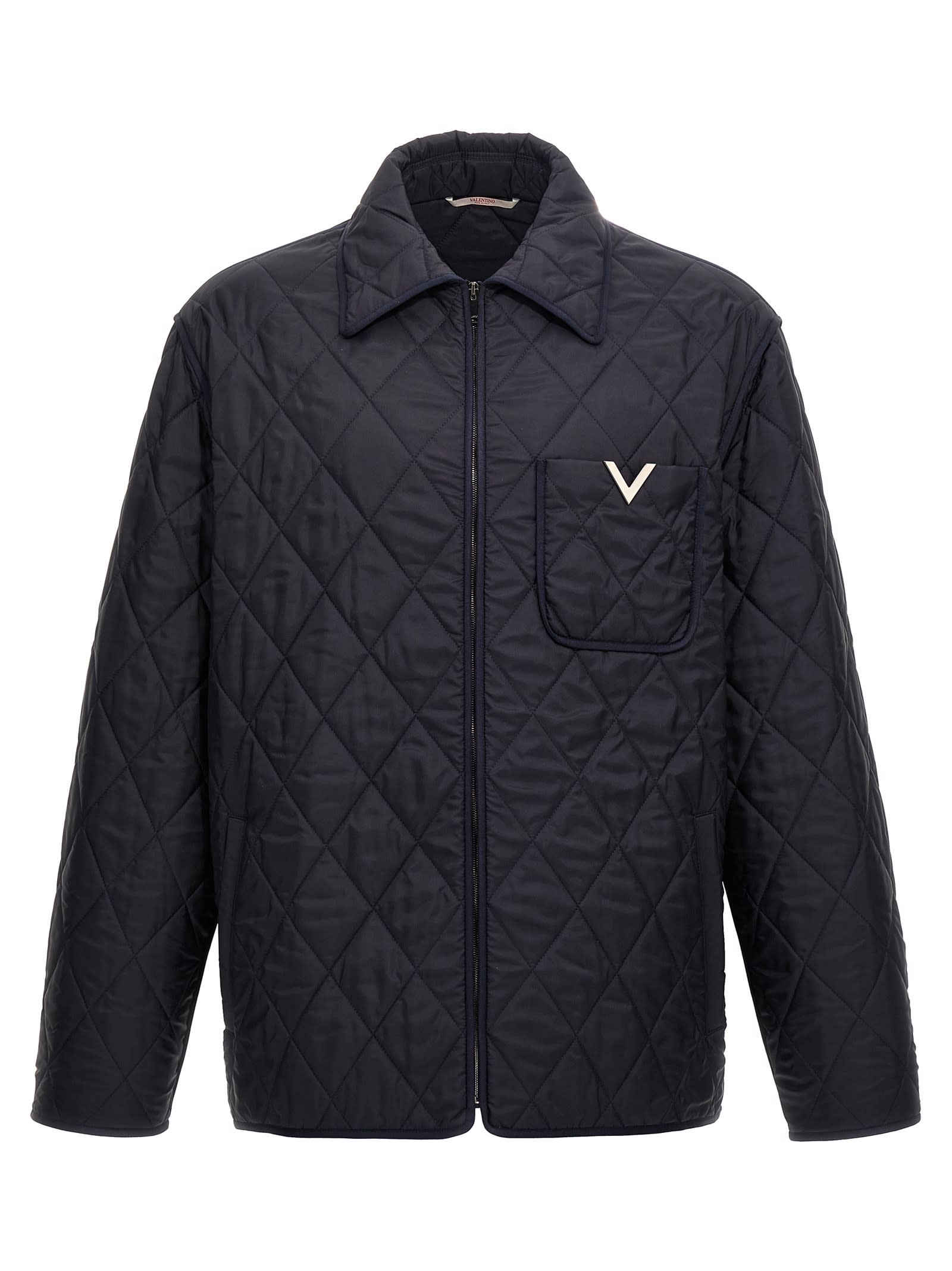 Shop Valentino V Detail Jacket In Blue