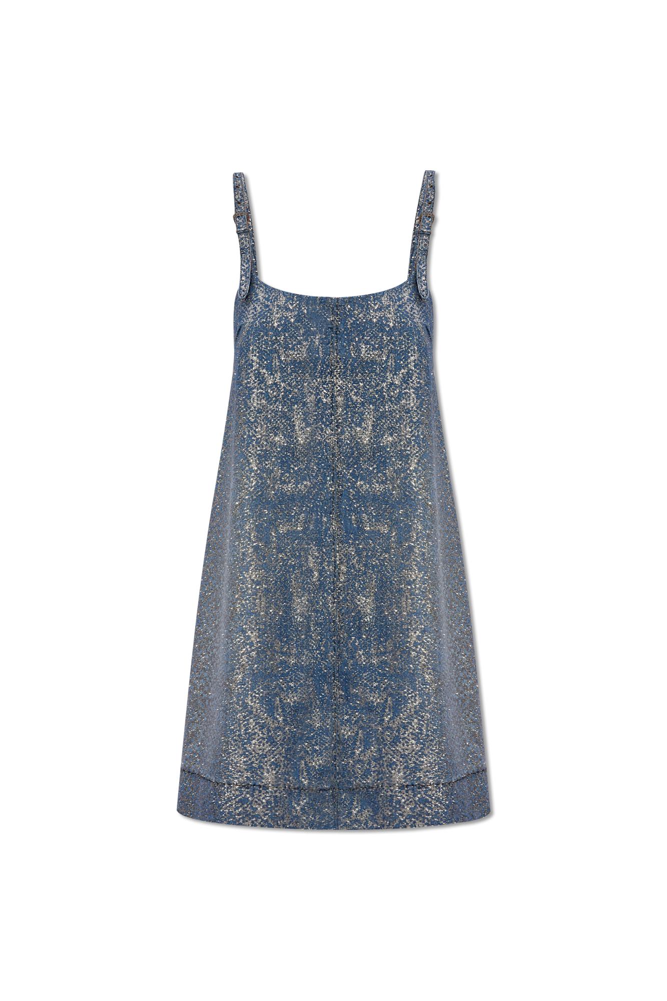 Shop Versace Jeans Couture Denim Slip Dress In Blue
