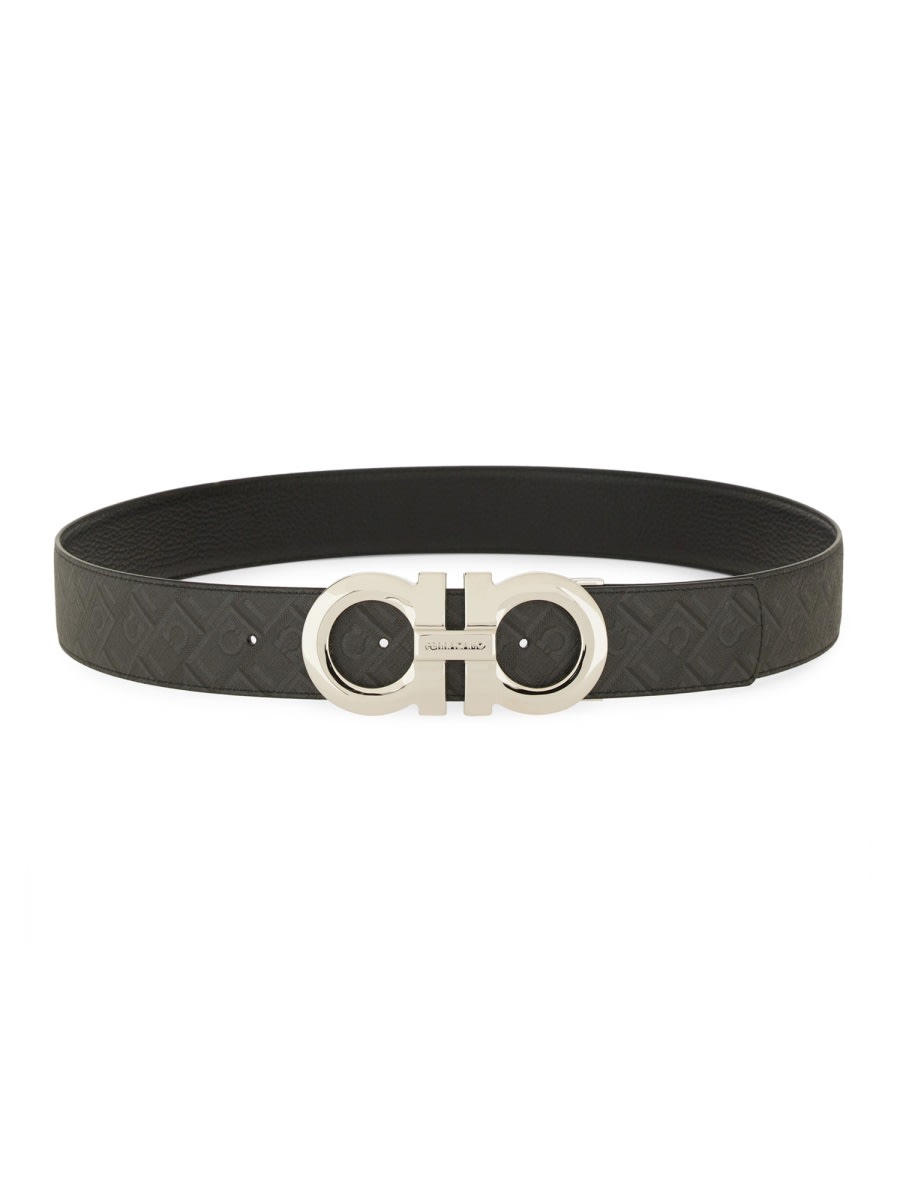 Ferragamo Reversible Hooks Belt In Black