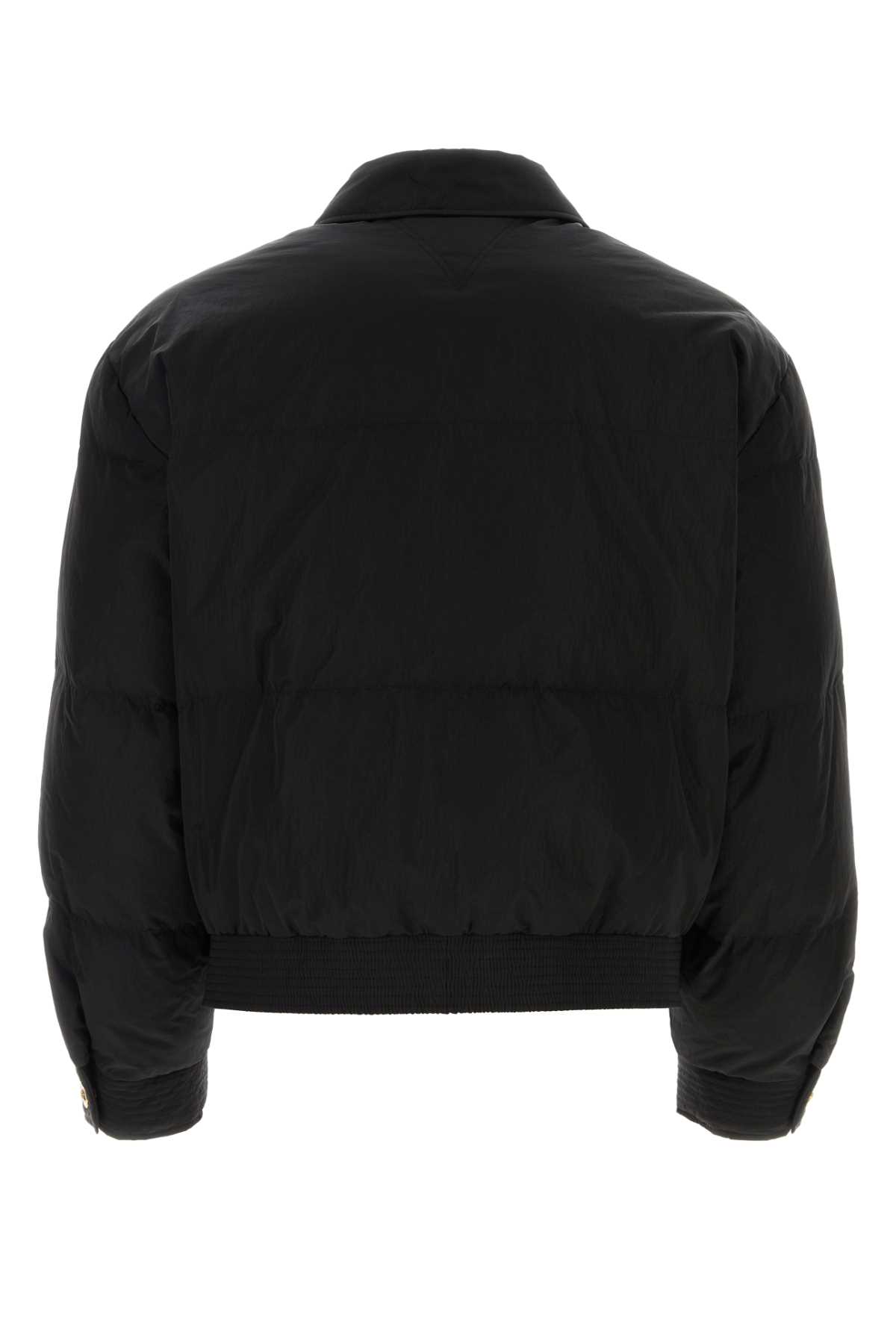 Versace Black Nylon Down Jacket In 1b000