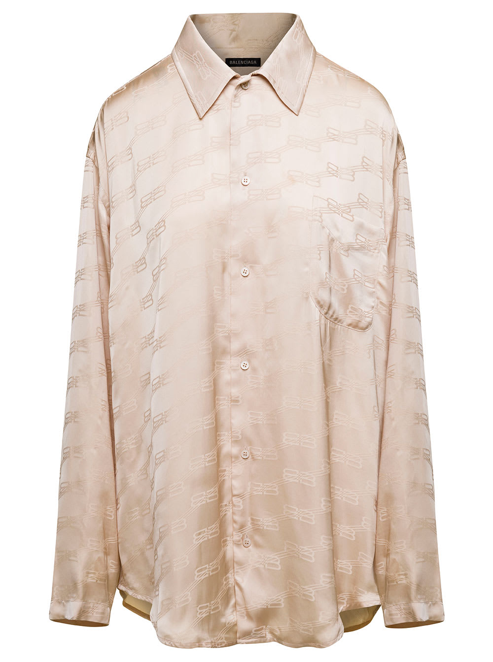 Shop Balenciaga Beige Shirt With Logo Pattern In Viscose Woman