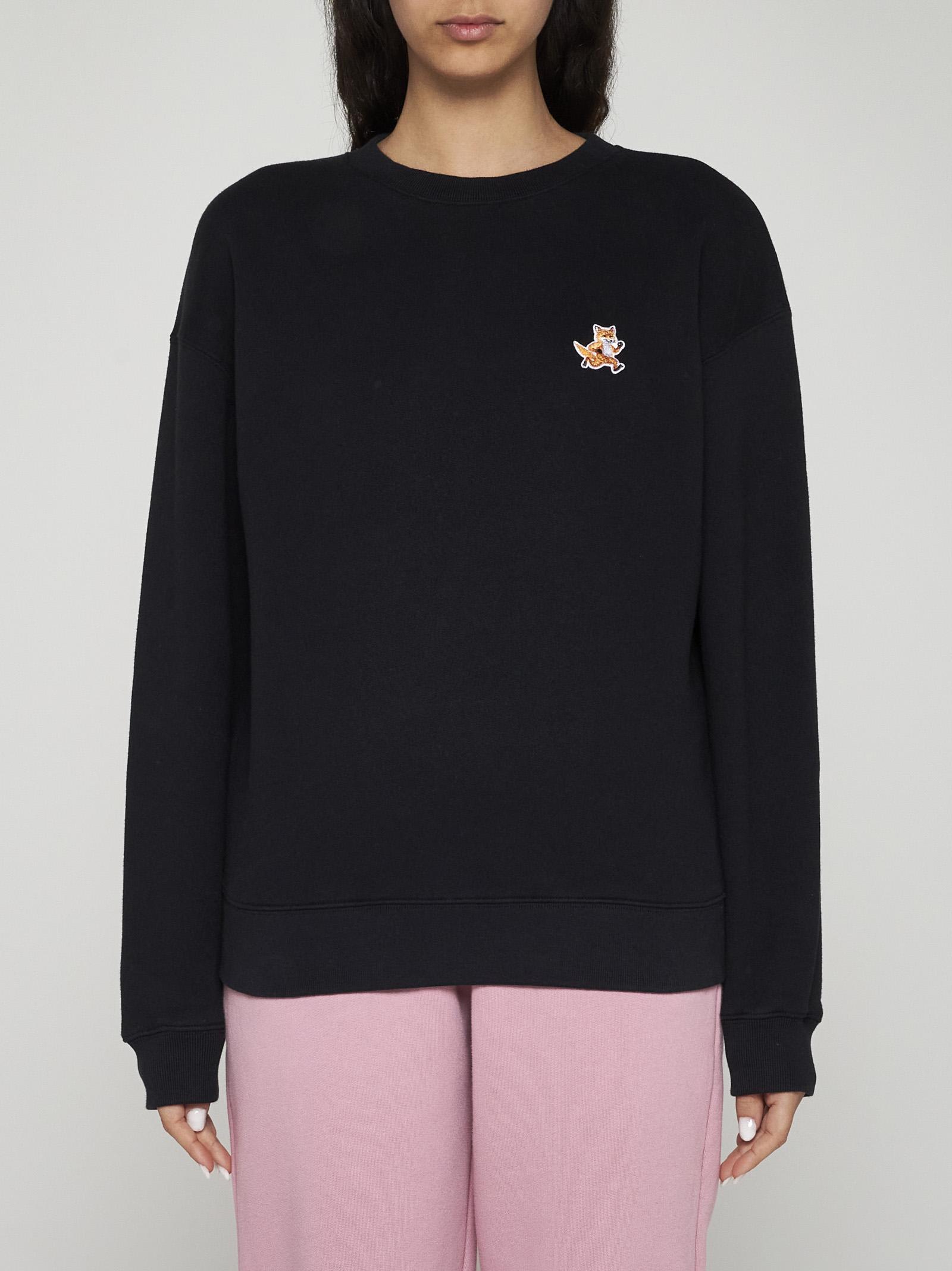 Shop Maison Kitsuné Speedy Fox Patch Cotton Sweatshirt In Black