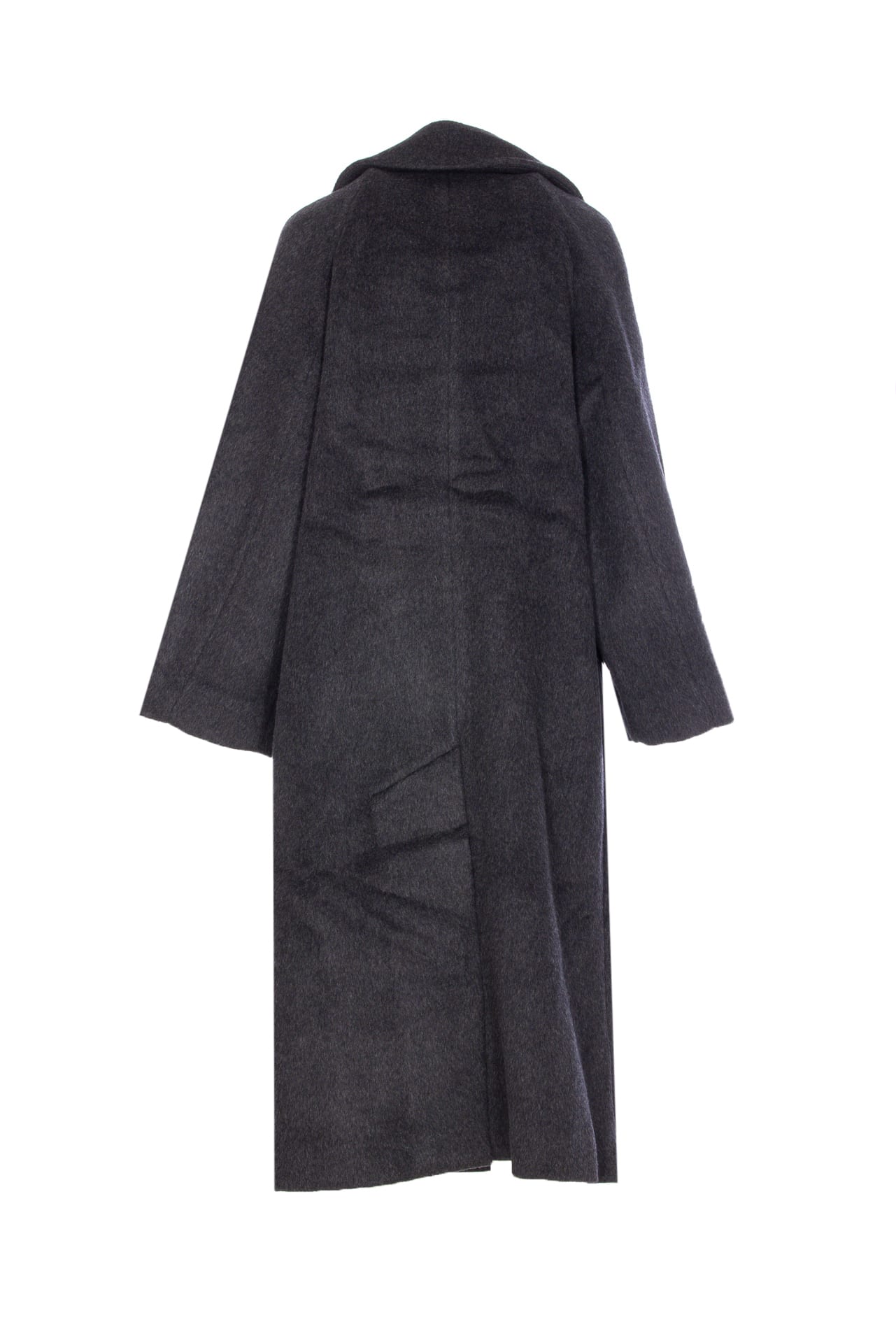 Ganni Double-face Wool Lace-up Coat In Black
