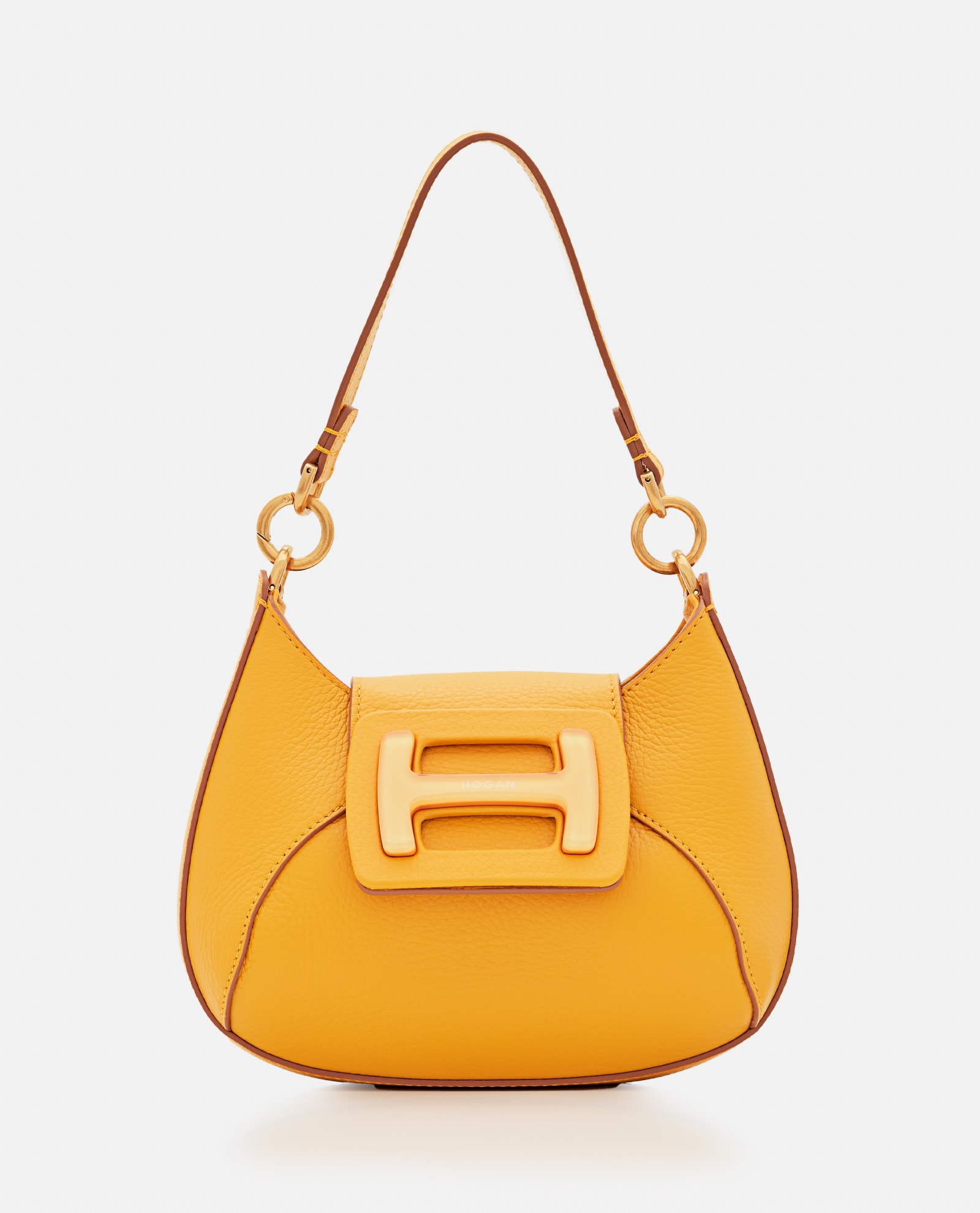 Shop Hogan Mini H Plexi Leather Hobo Bag In Orange